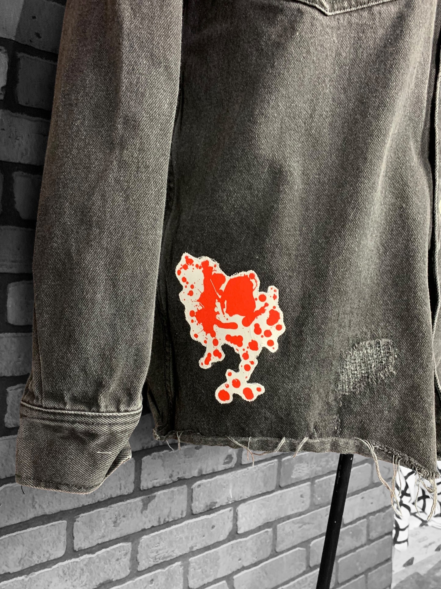 Dexter Blood Spatter Denim Jacket Custom Rework Size Large