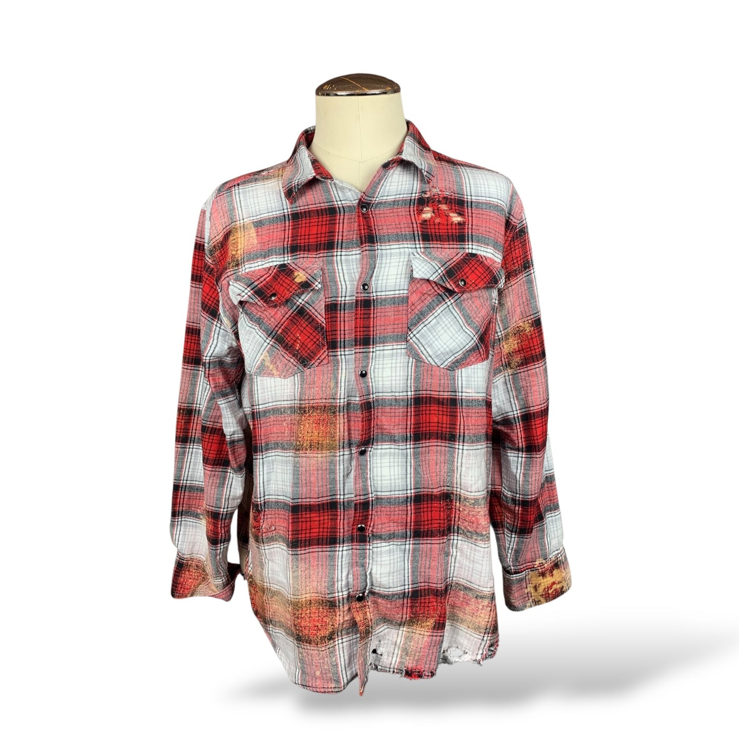 System of a Down Distressed x Bleached Flannel Shirt Custom Rework XL