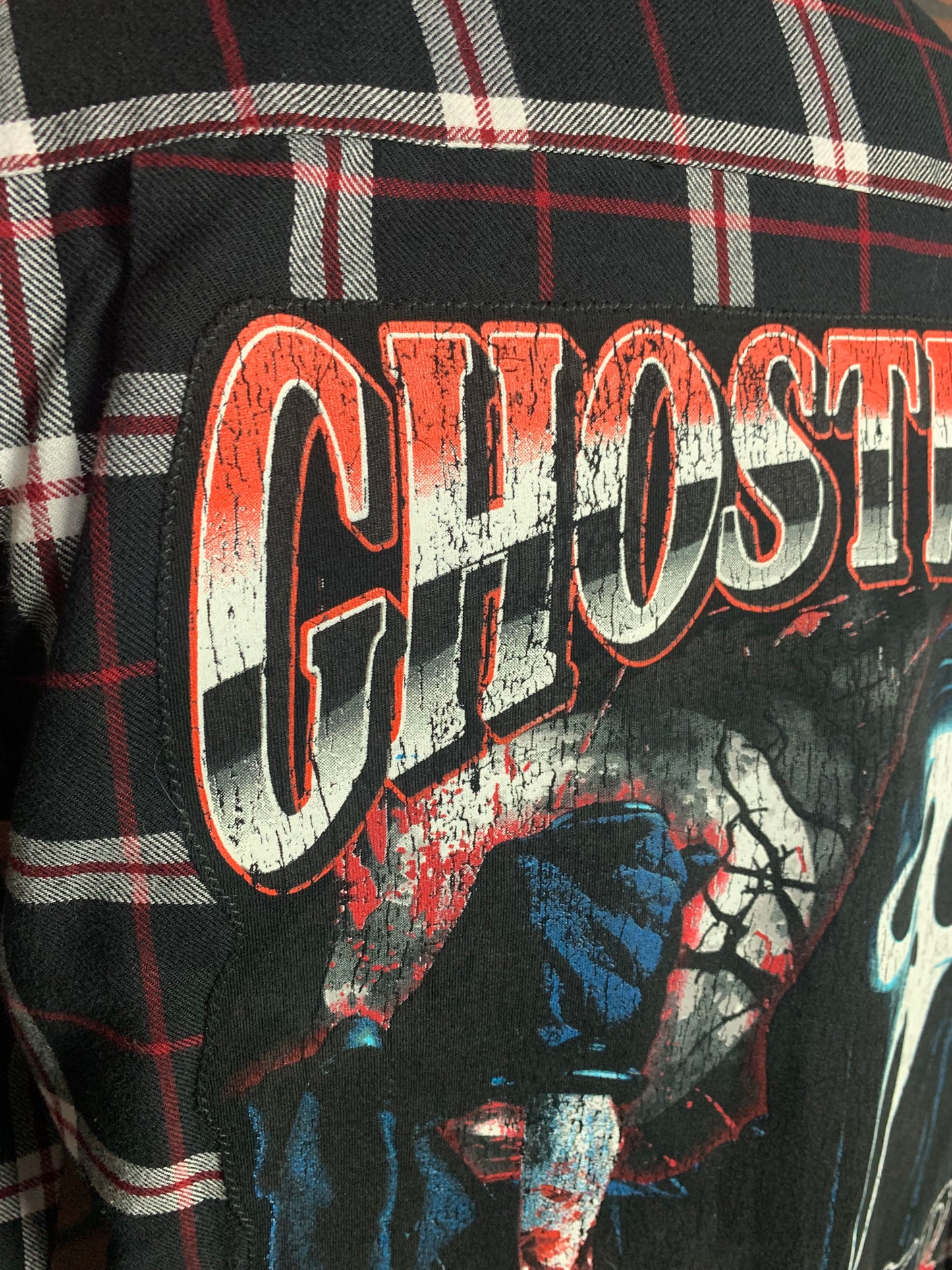Ghostface Scream Flannel Shirt Custom Rework M