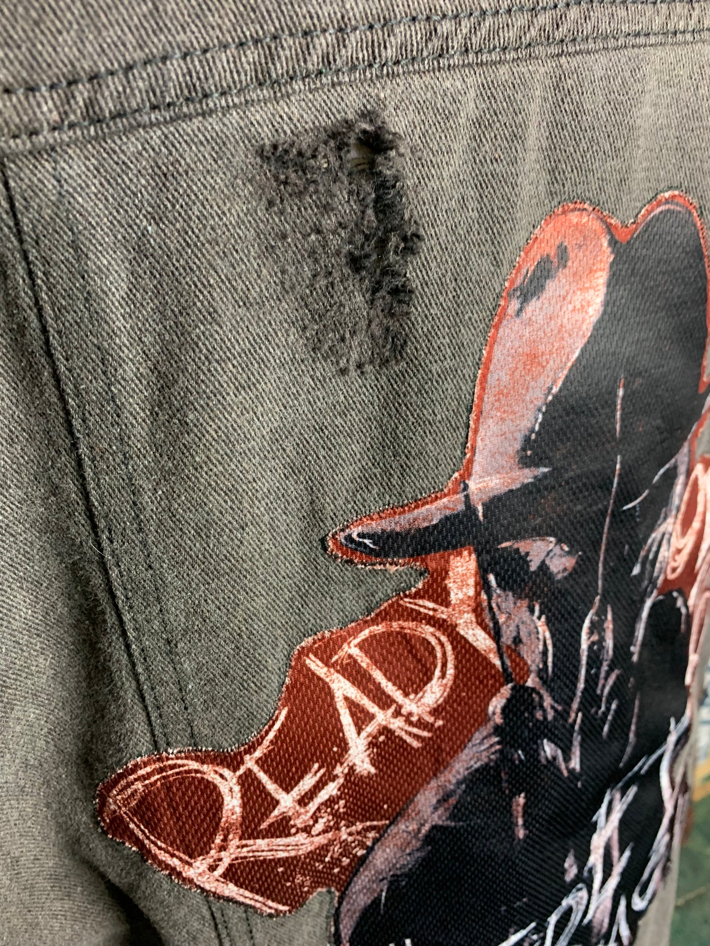 A Nightmare On Elm Street Denim Jean Jacket Custom Rework XL