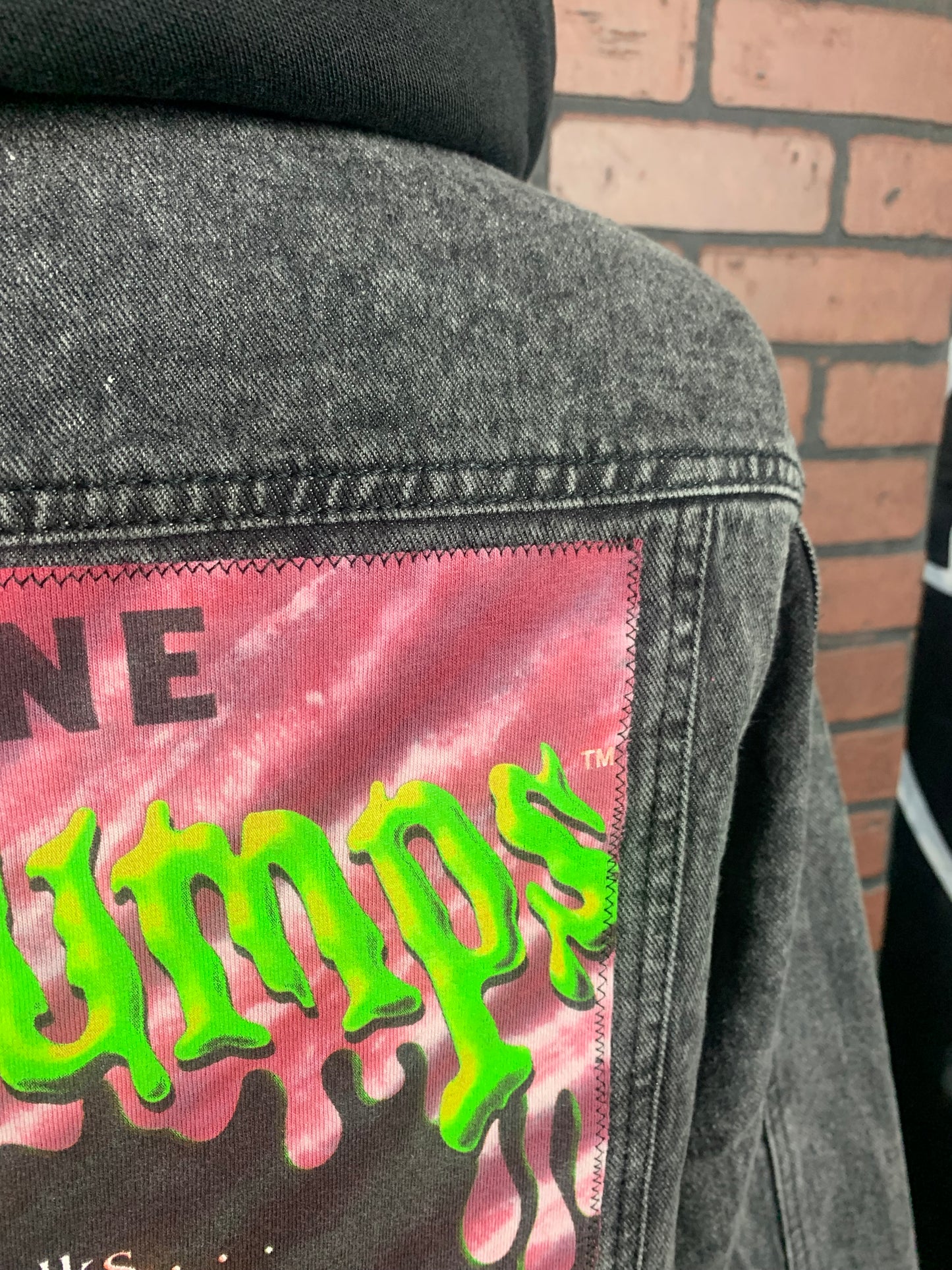 Goosebumps Hooded Jean Jacket Custom Rework Size Medium