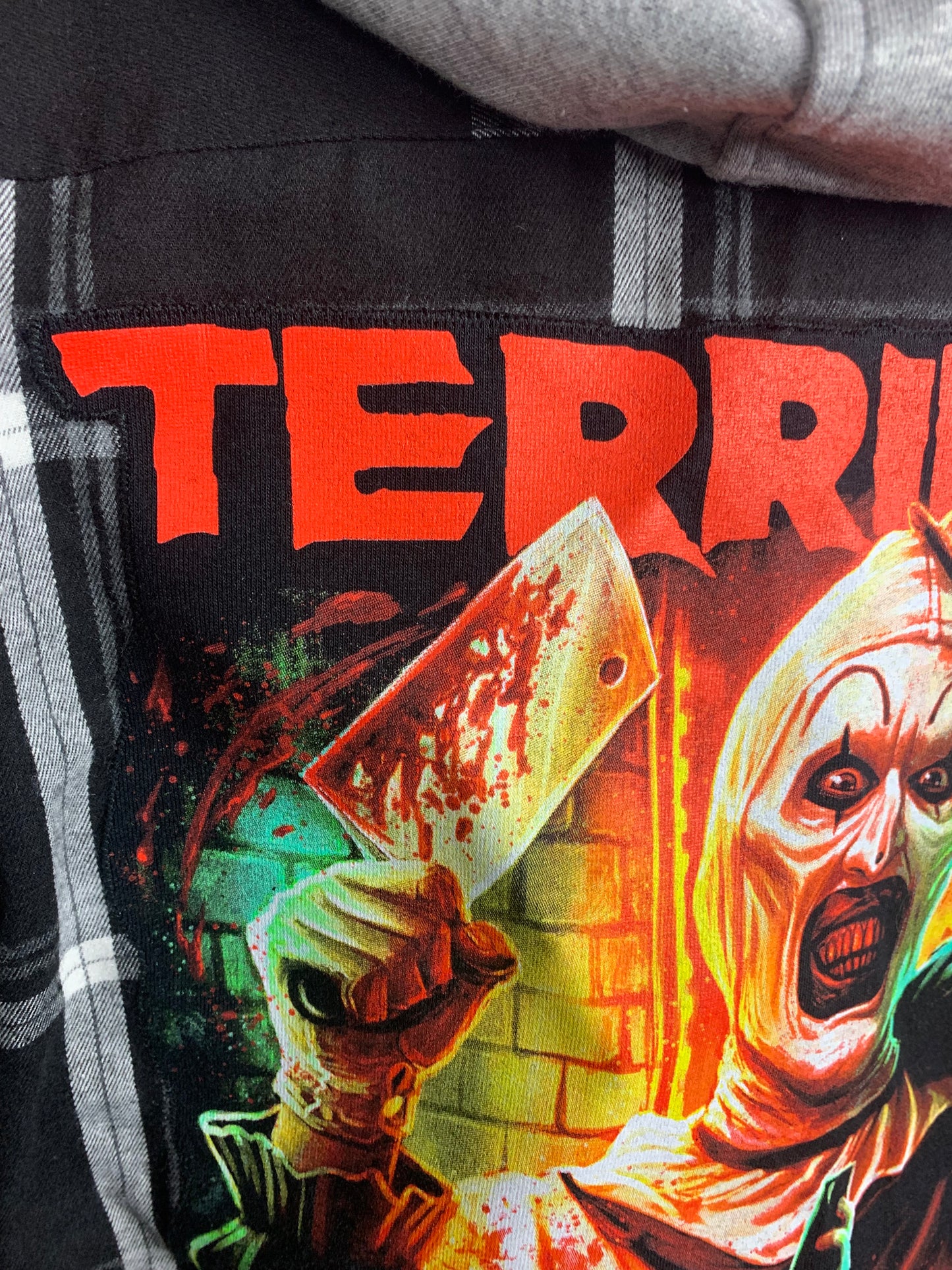 Terrifier Hooded Flannel Shirt Custom Rework XL