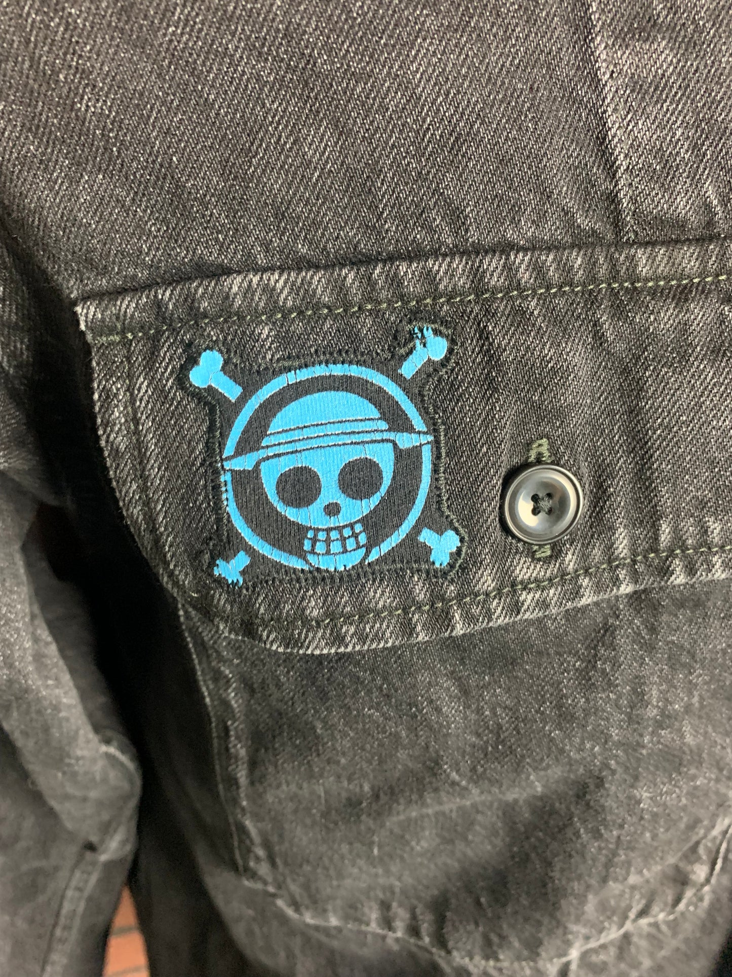 One Piece Denim Jacket Custom Rework Large