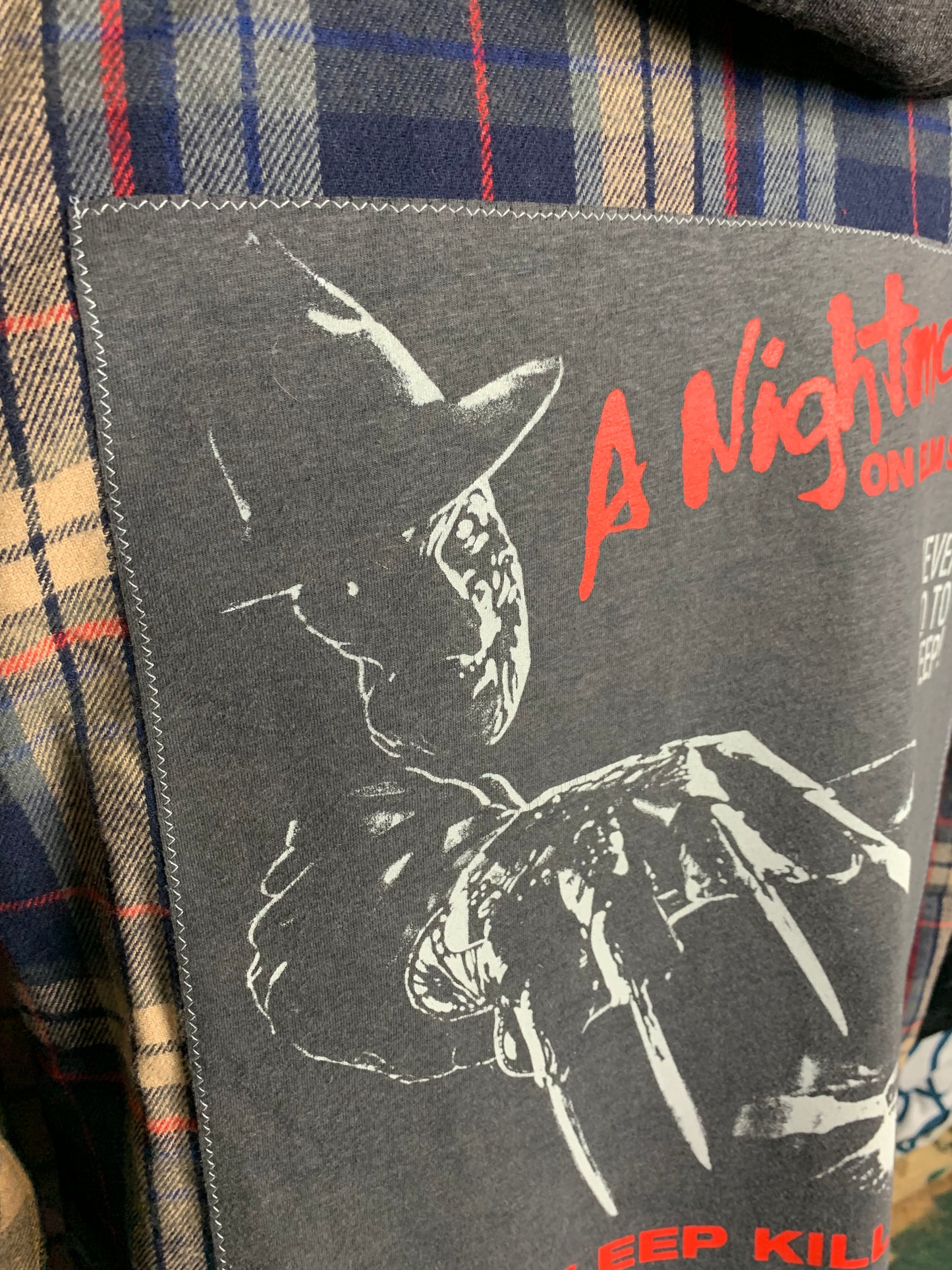 Nightmare on Elm Street Flannel Shirt Custom Rework M
