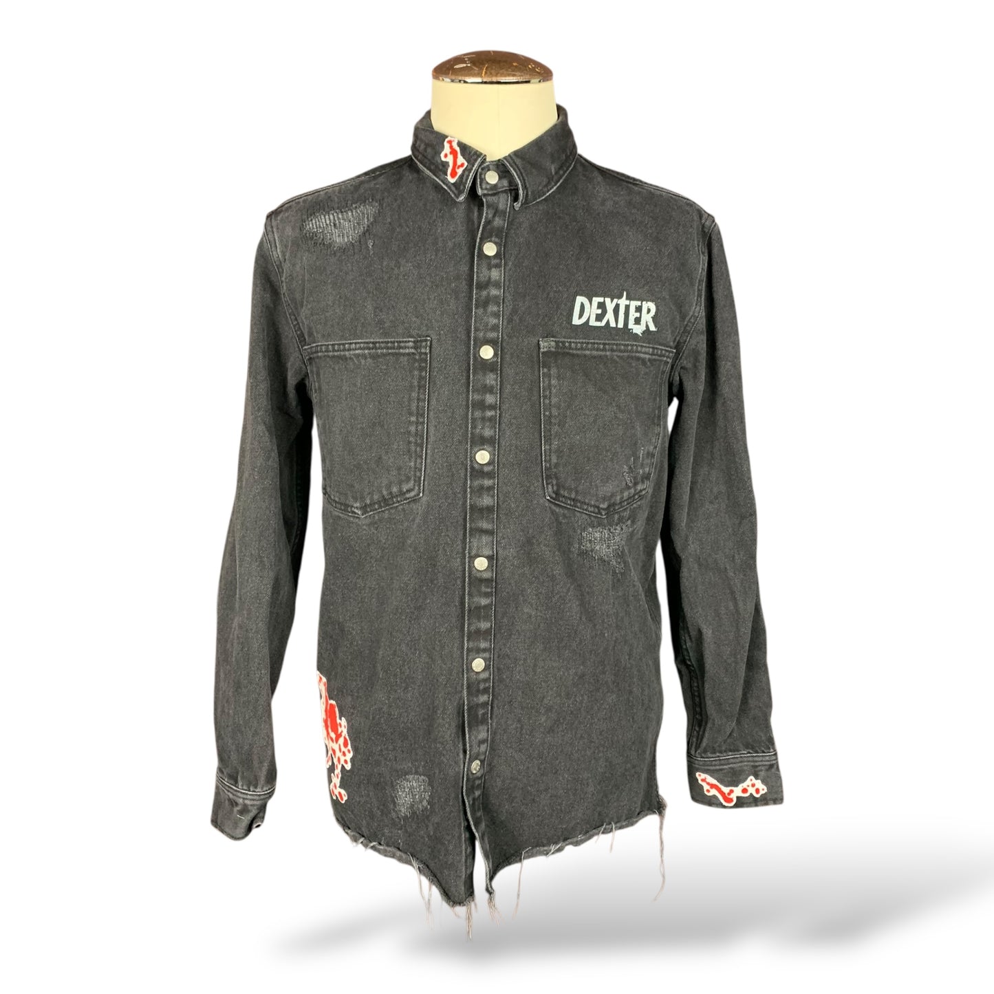 Dexter Blood Spatter Denim Jacket Custom Rework Size Large