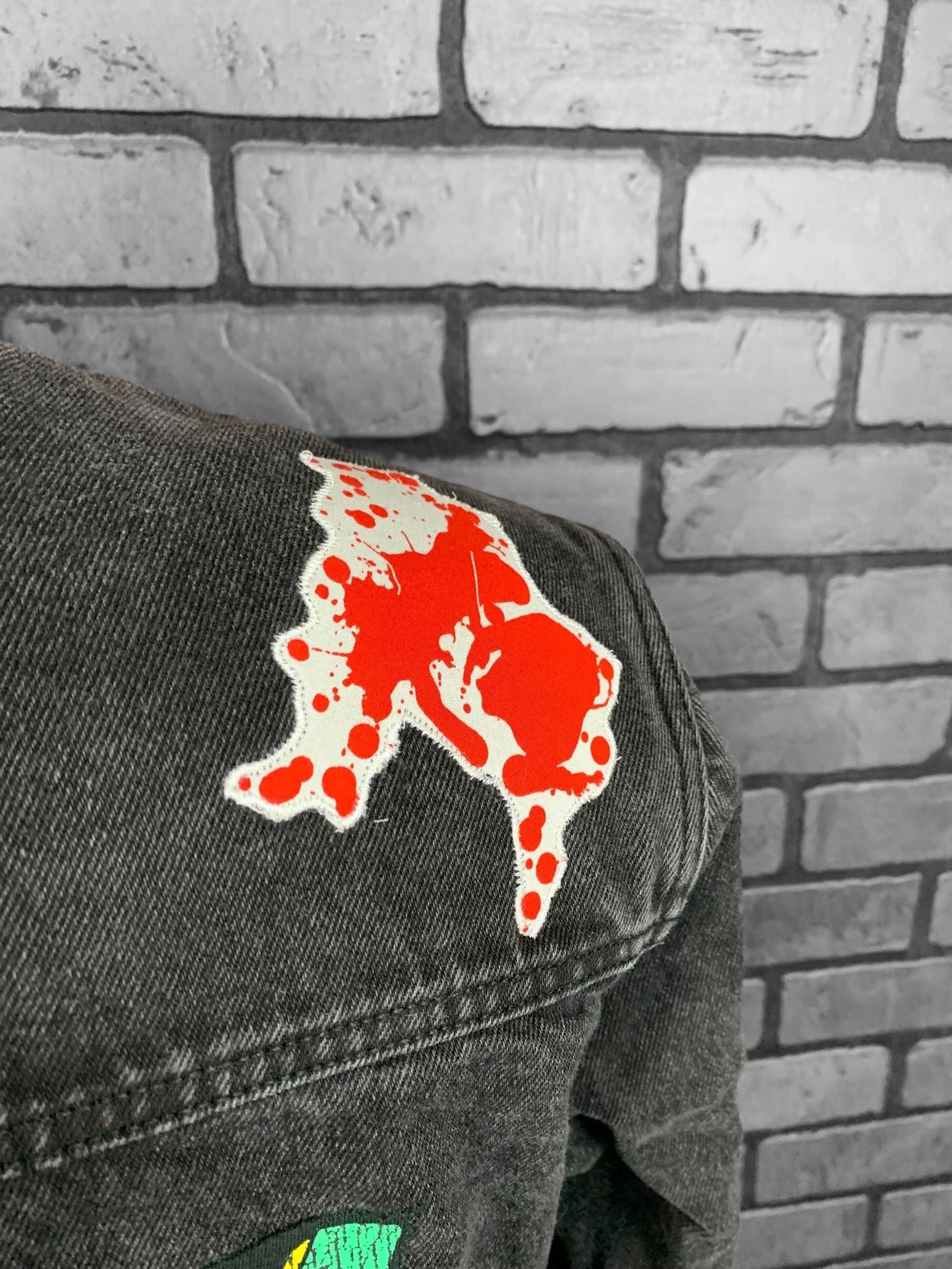 Dexter Blood Spatter Denim Jacket Custom Rework Size Large