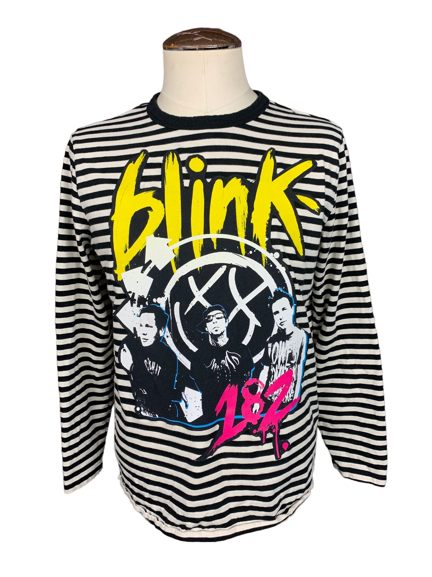 Blink 182 Striped Long Sleeve Shirt Custom Rework L
