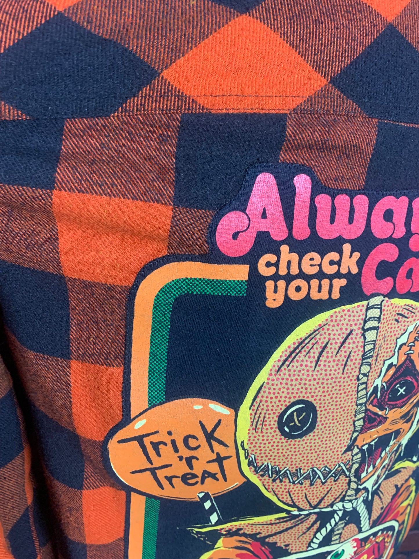 Trick r’ Treat Flannel Shirt Custom Rework Size Medium