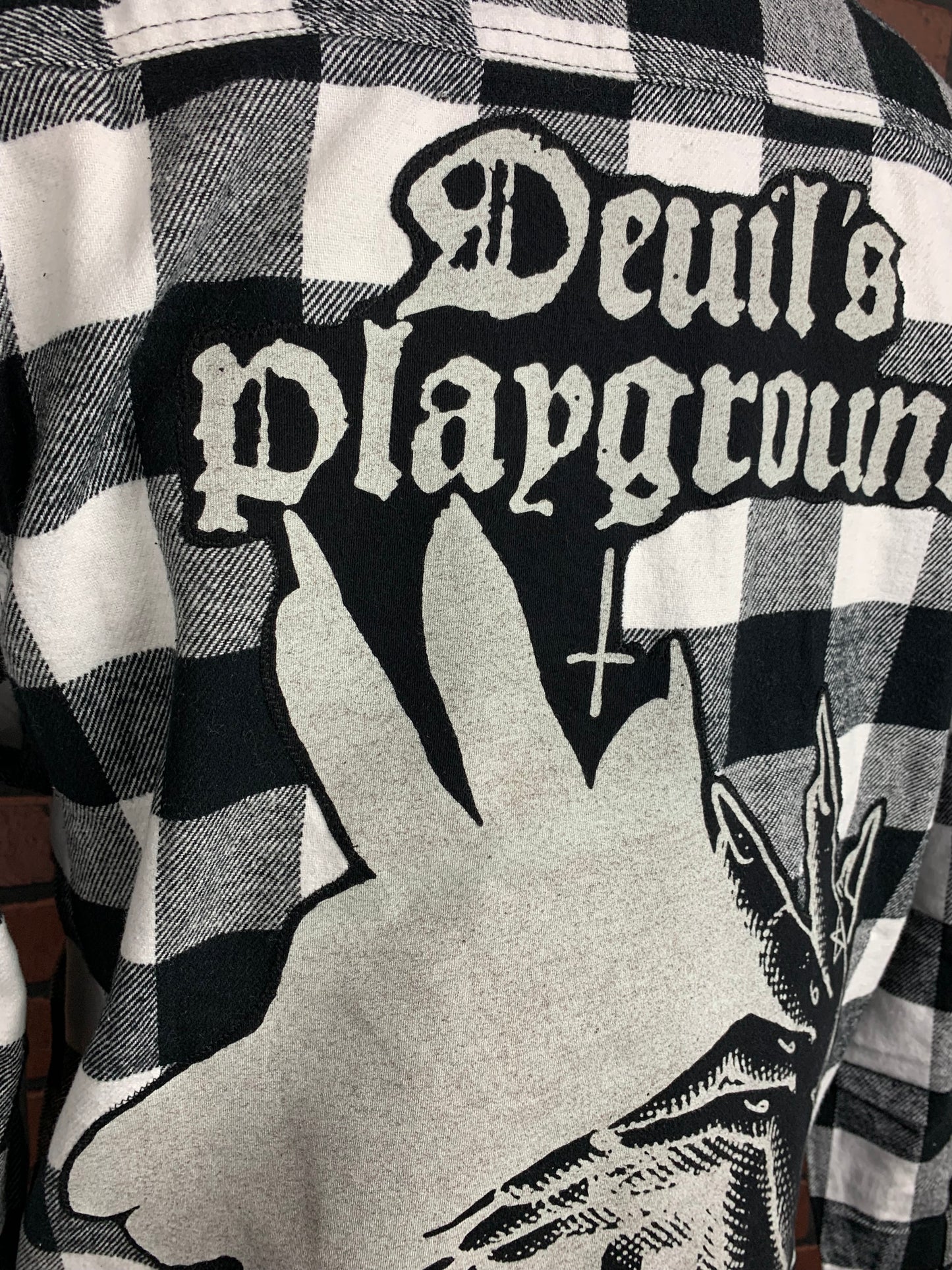 Black Craft Cult Flannel Shirt Custom Rework Size XL
