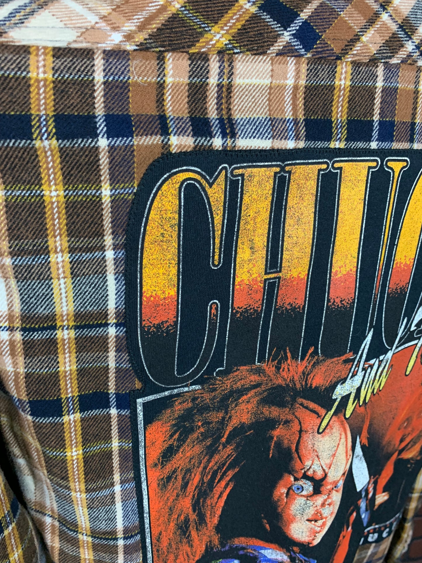 Chucky and Tiffany Flannel Shirt Custom Rework Size Large