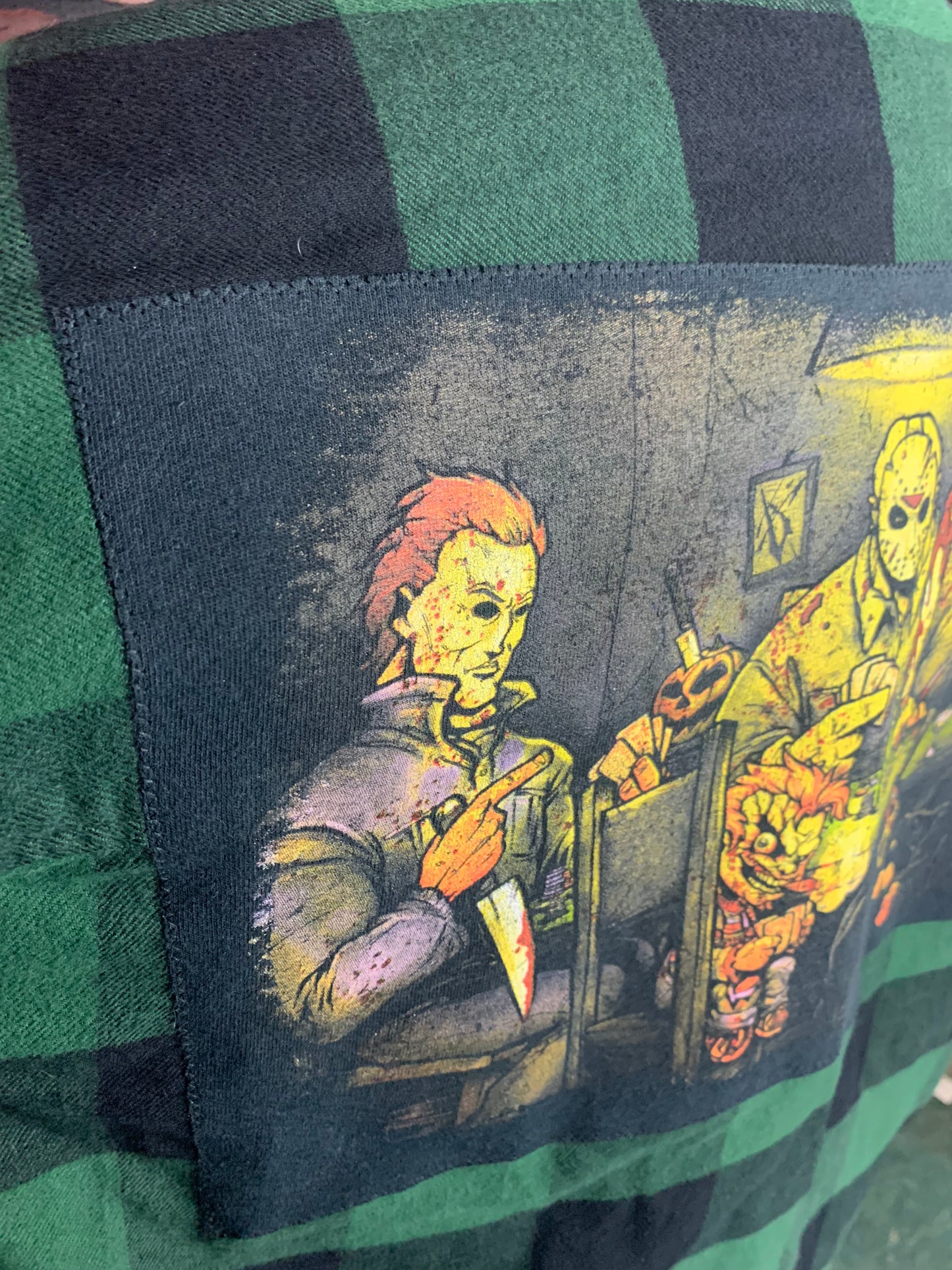 Horror Villians Flannel Shirt Custom Rework L