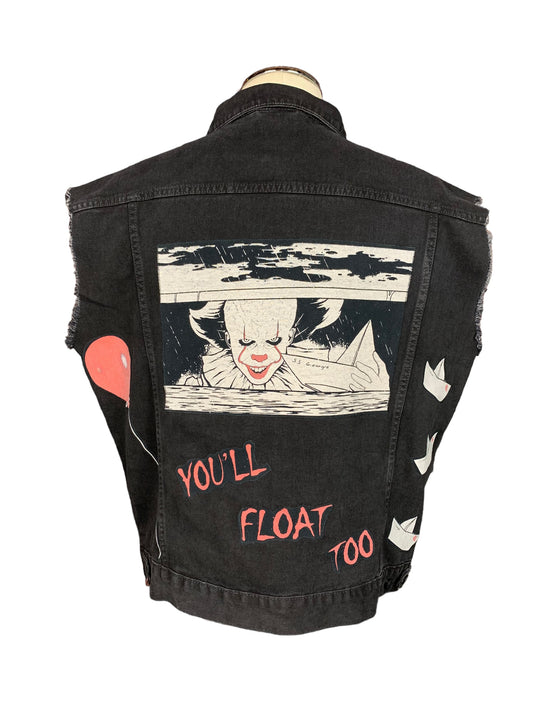 Pennywise the Clown “IT” Denim Vest Custom Rework L