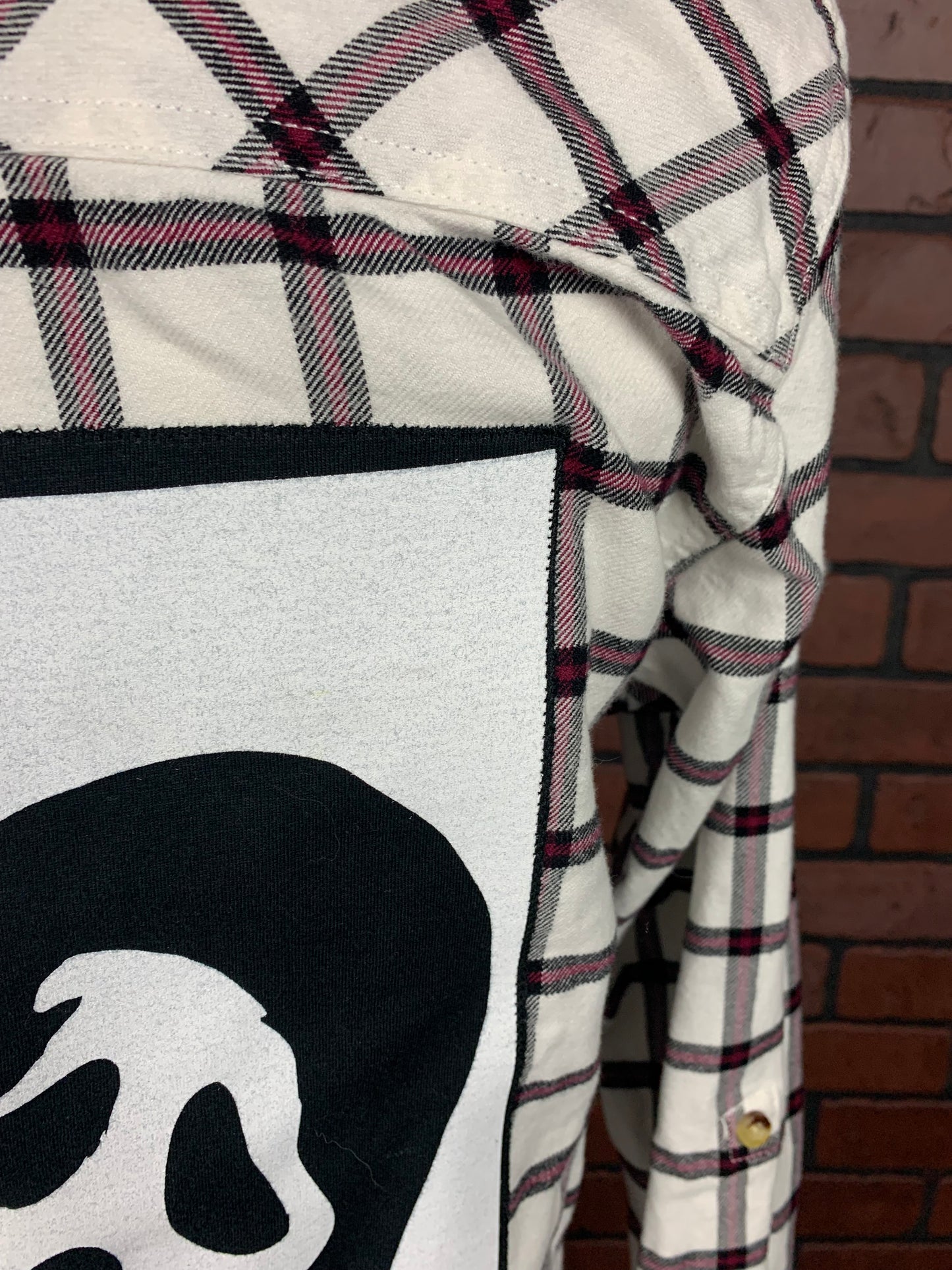 Scream Ghostface Flannel Shirt Custom Rework Size XL