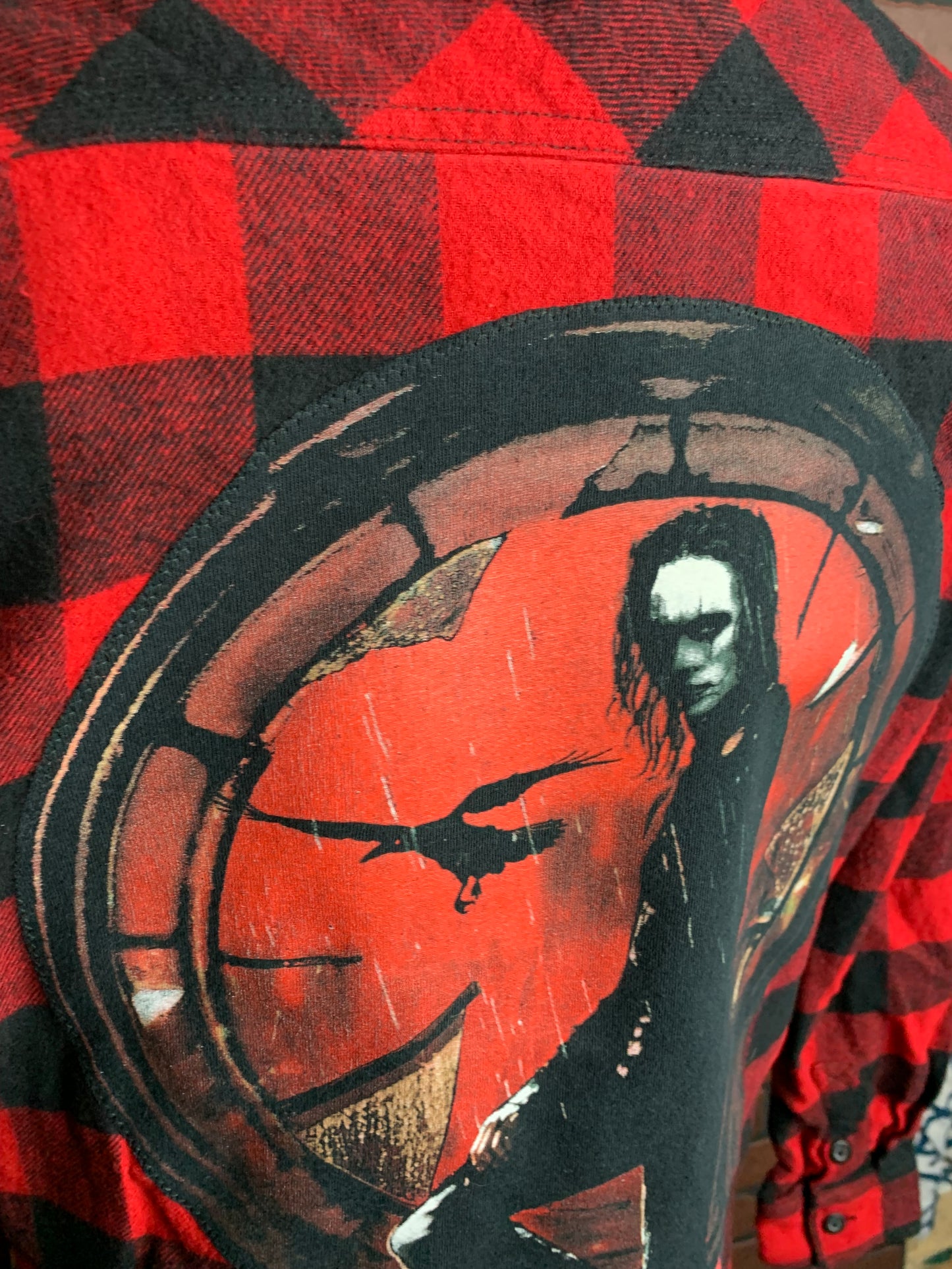 The Crow Hooded Flannel Custom Rework Large