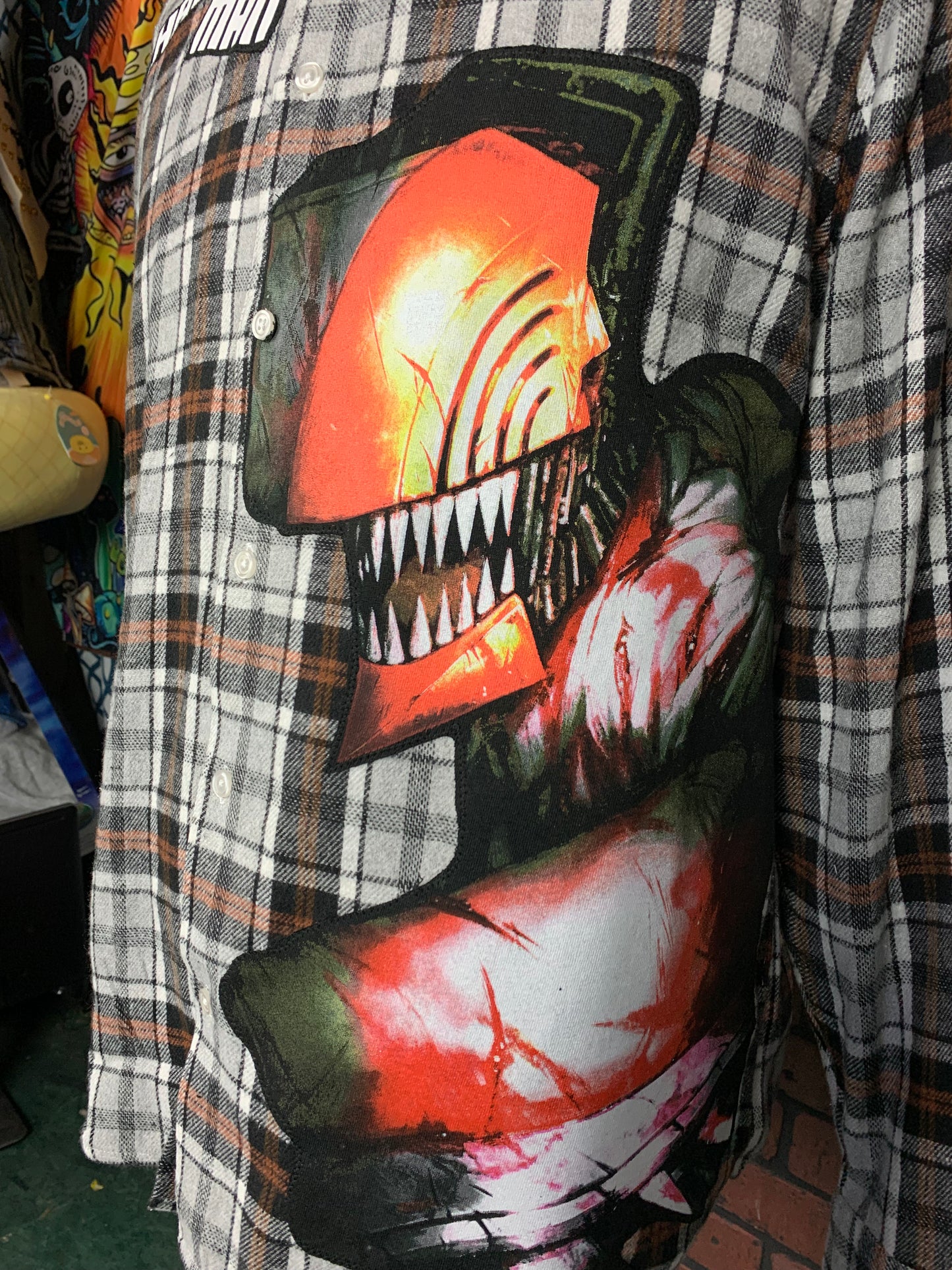 Chainsaw Man Flannel Shirt Custom Rework XL