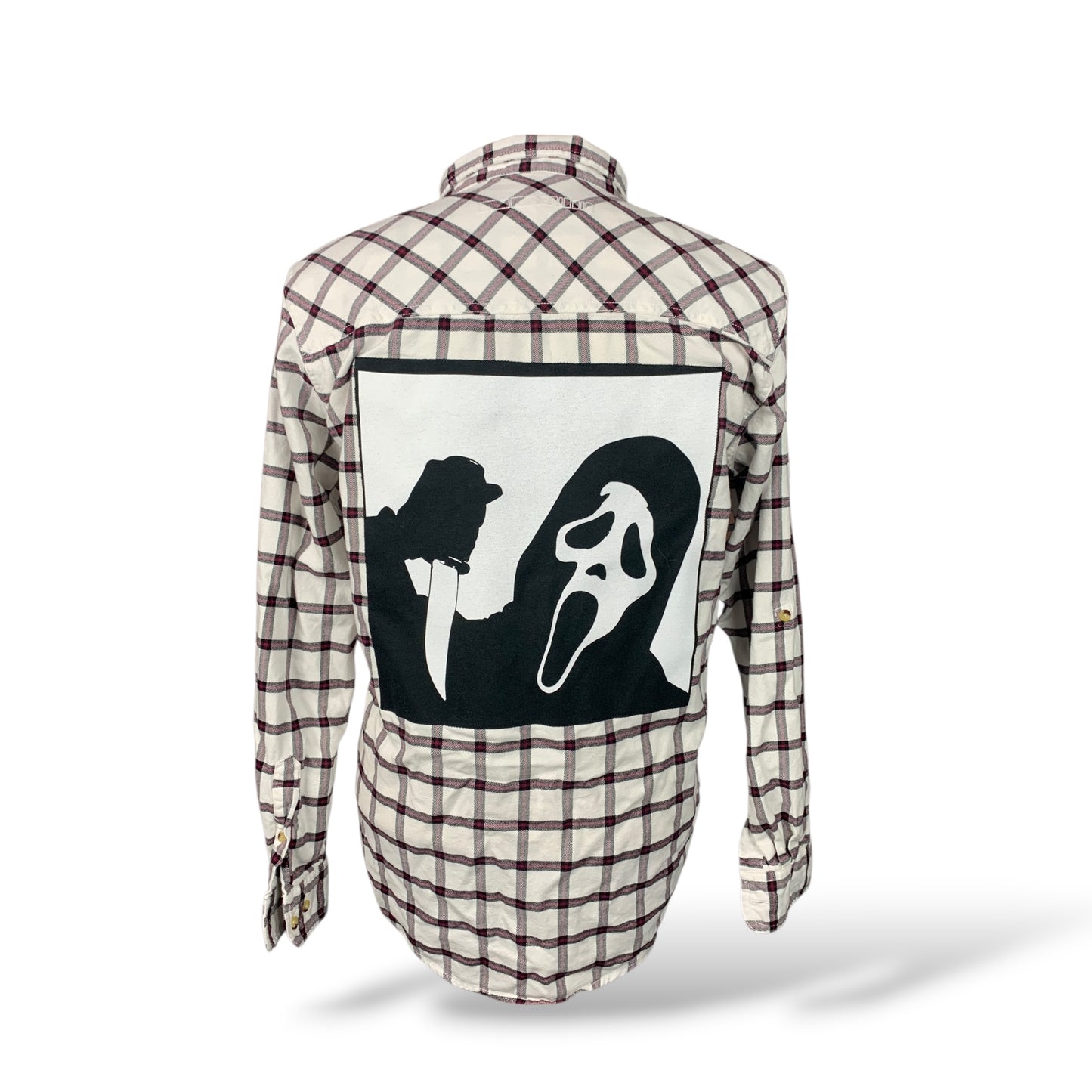 Scream Ghostface Flannel Shirt Custom Rework Size XL