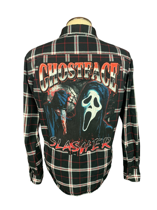 Ghostface Scream Flannel Shirt Custom Rework M