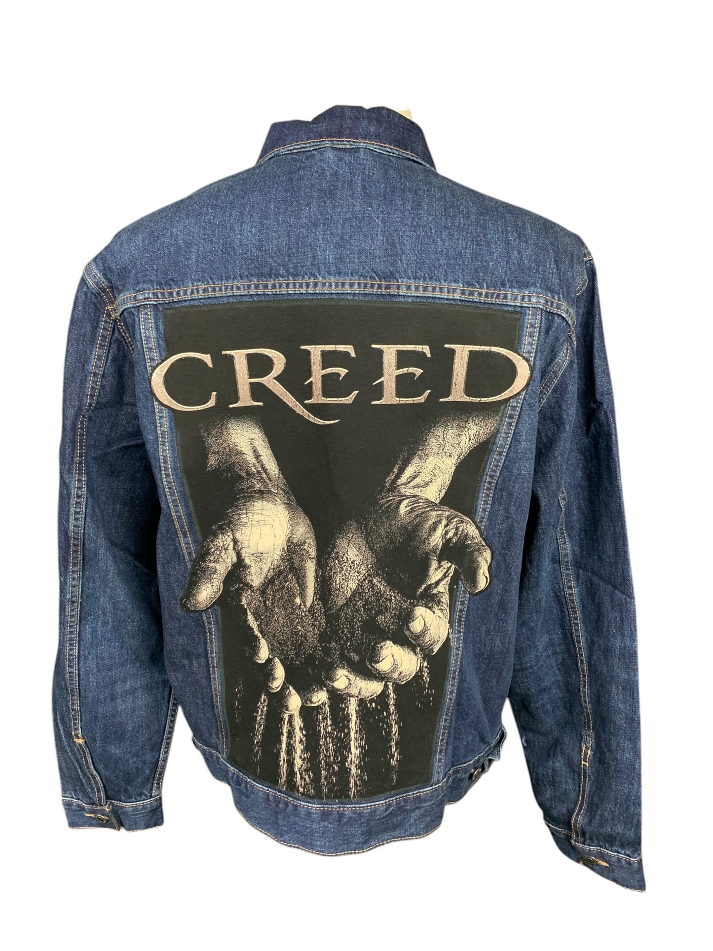 Creed Denim Jean Jacket Custom Rework Size XL