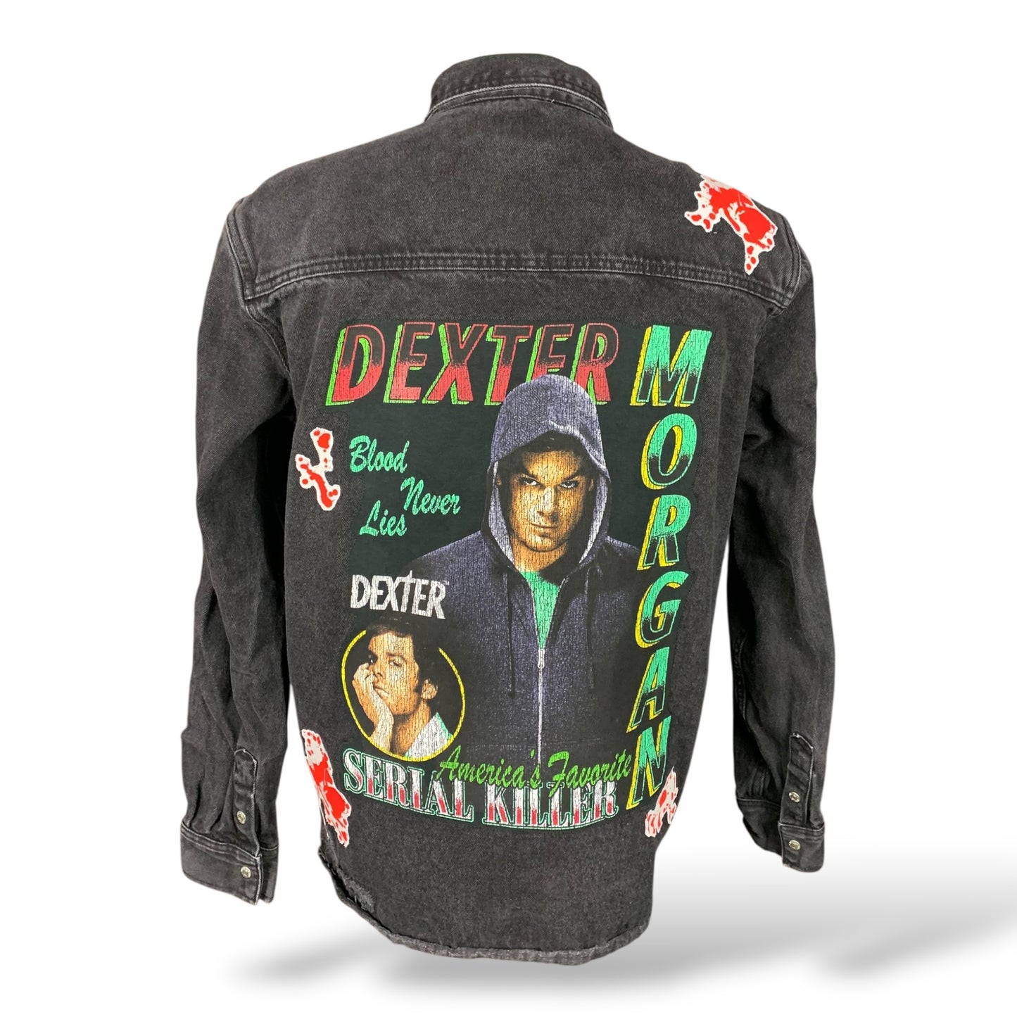 Dexter Blood Spatter Denim Jacket Custom Rework Size Large