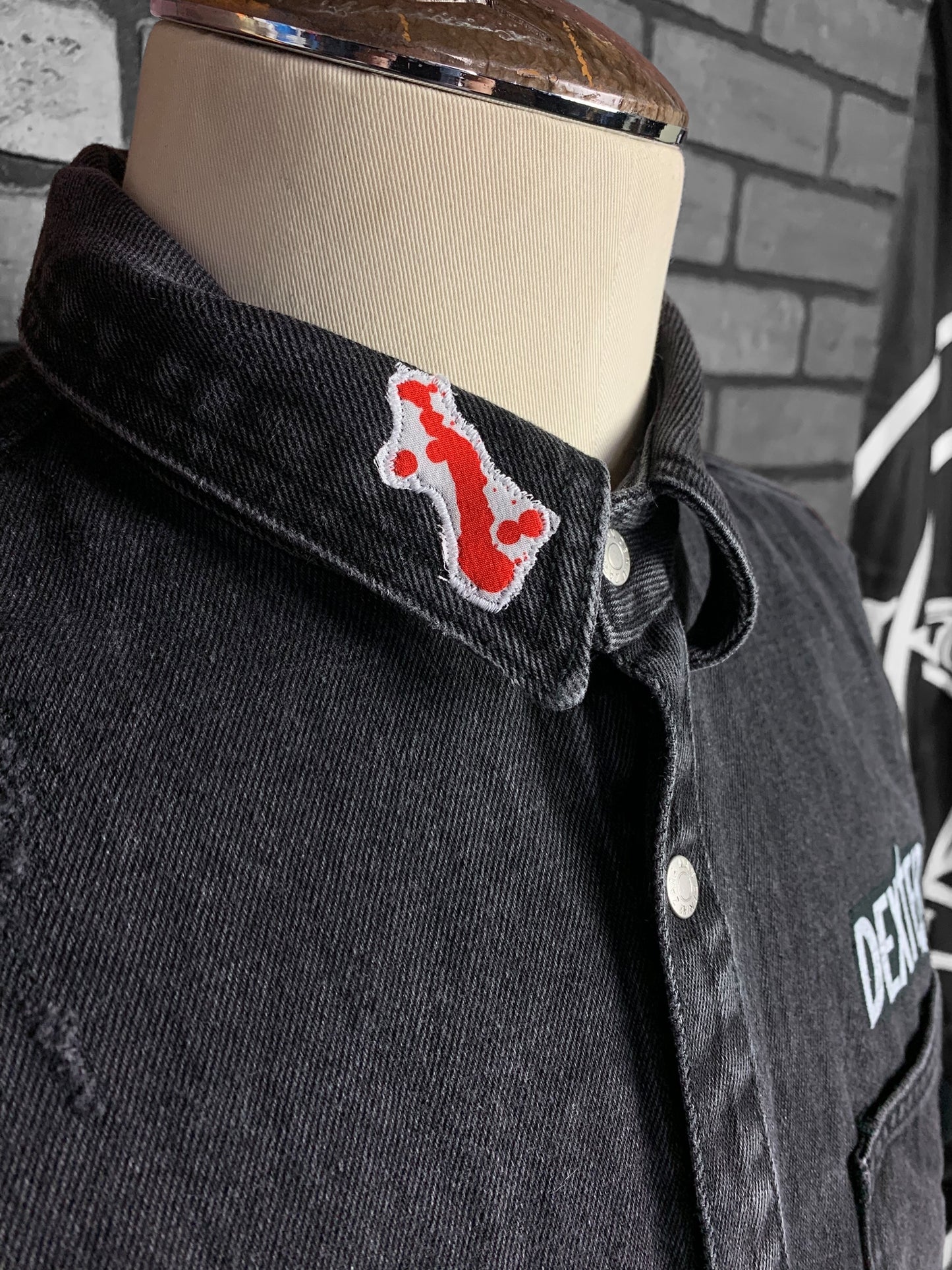Dexter Blood Spatter Denim Jacket Custom Rework Size Large