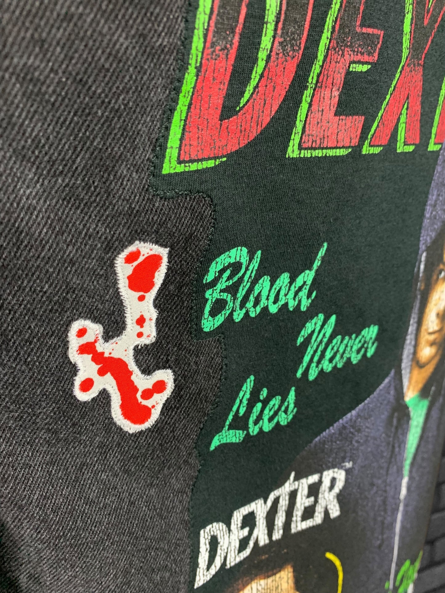 Dexter Blood Spatter Denim Jacket Custom Rework Size Large