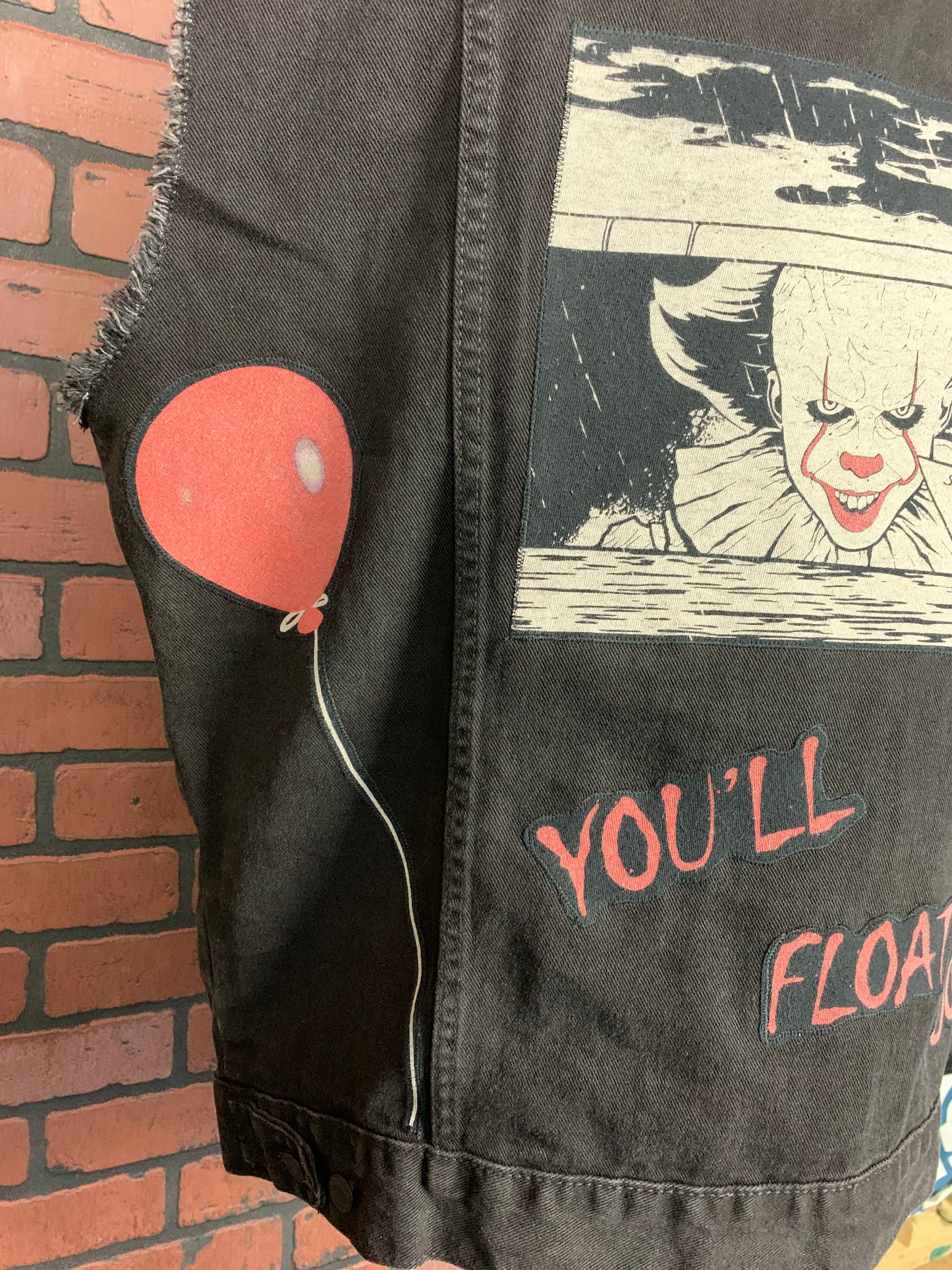 Pennywise the Clown “IT” Denim Vest Custom Rework L