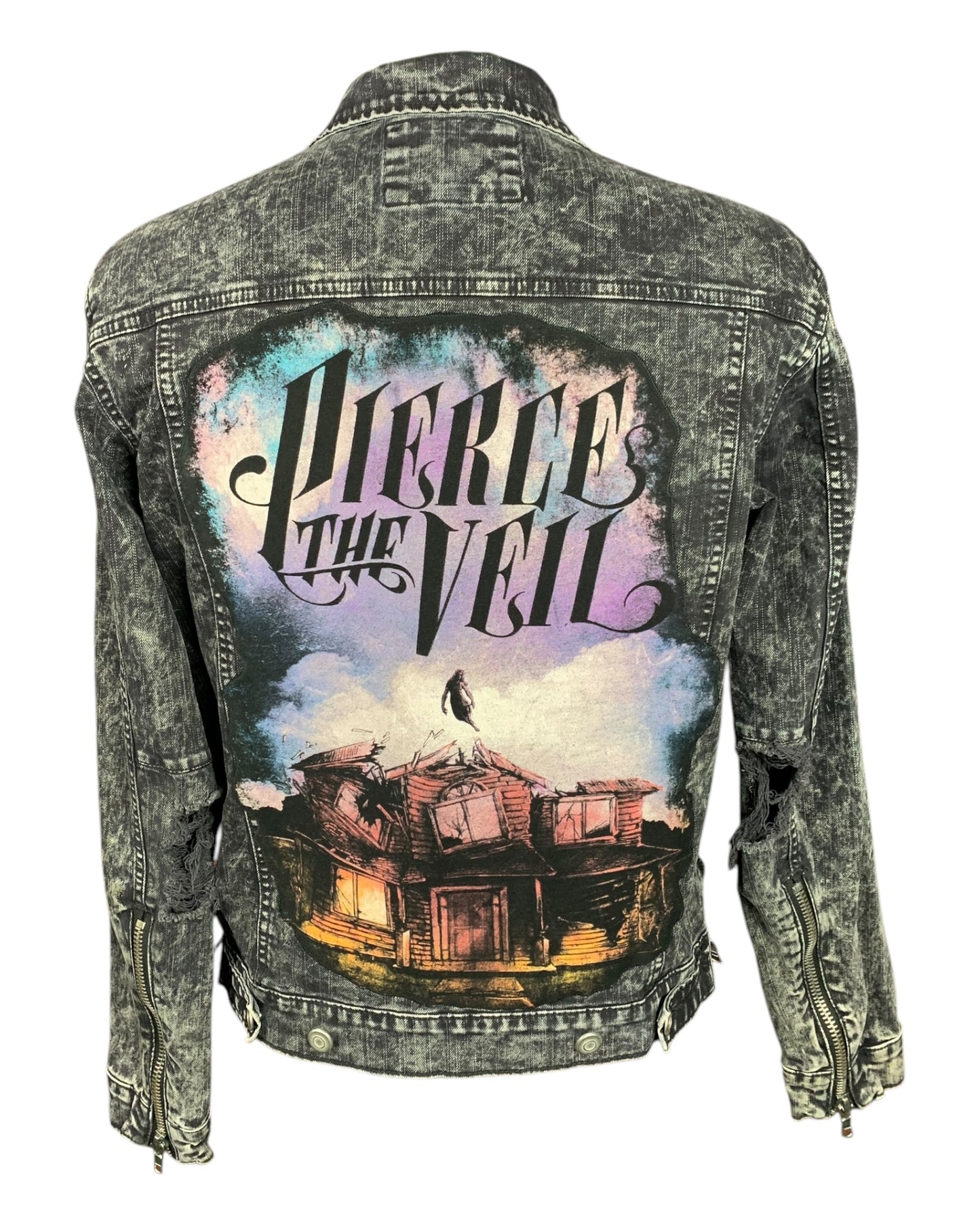 Pierce the Veil Denim Jean Jacket Custom Rework Size Small