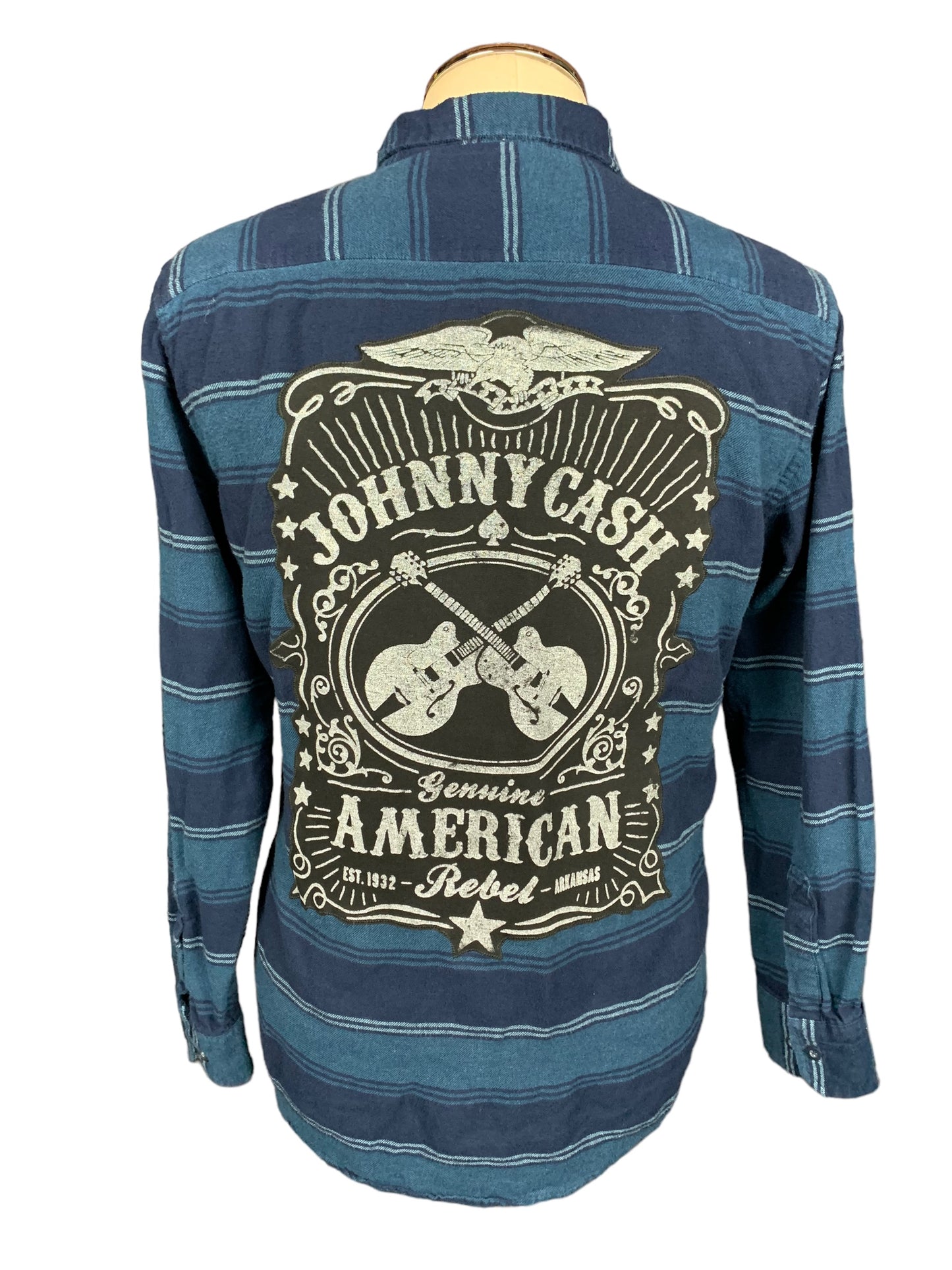 Johnny Cash Flannel Shirt Custom Rework L