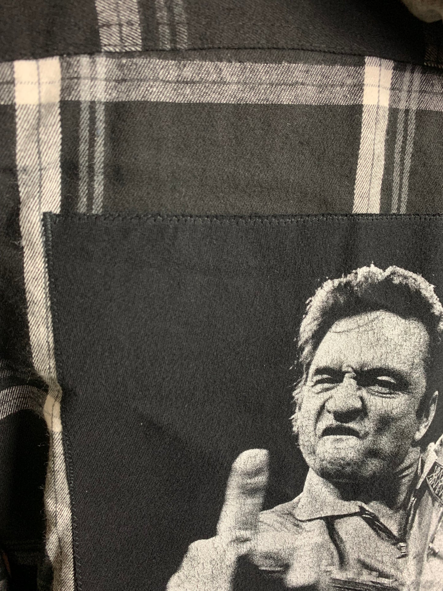 Johnny Cash Flannel Shirt Custom Rework XL