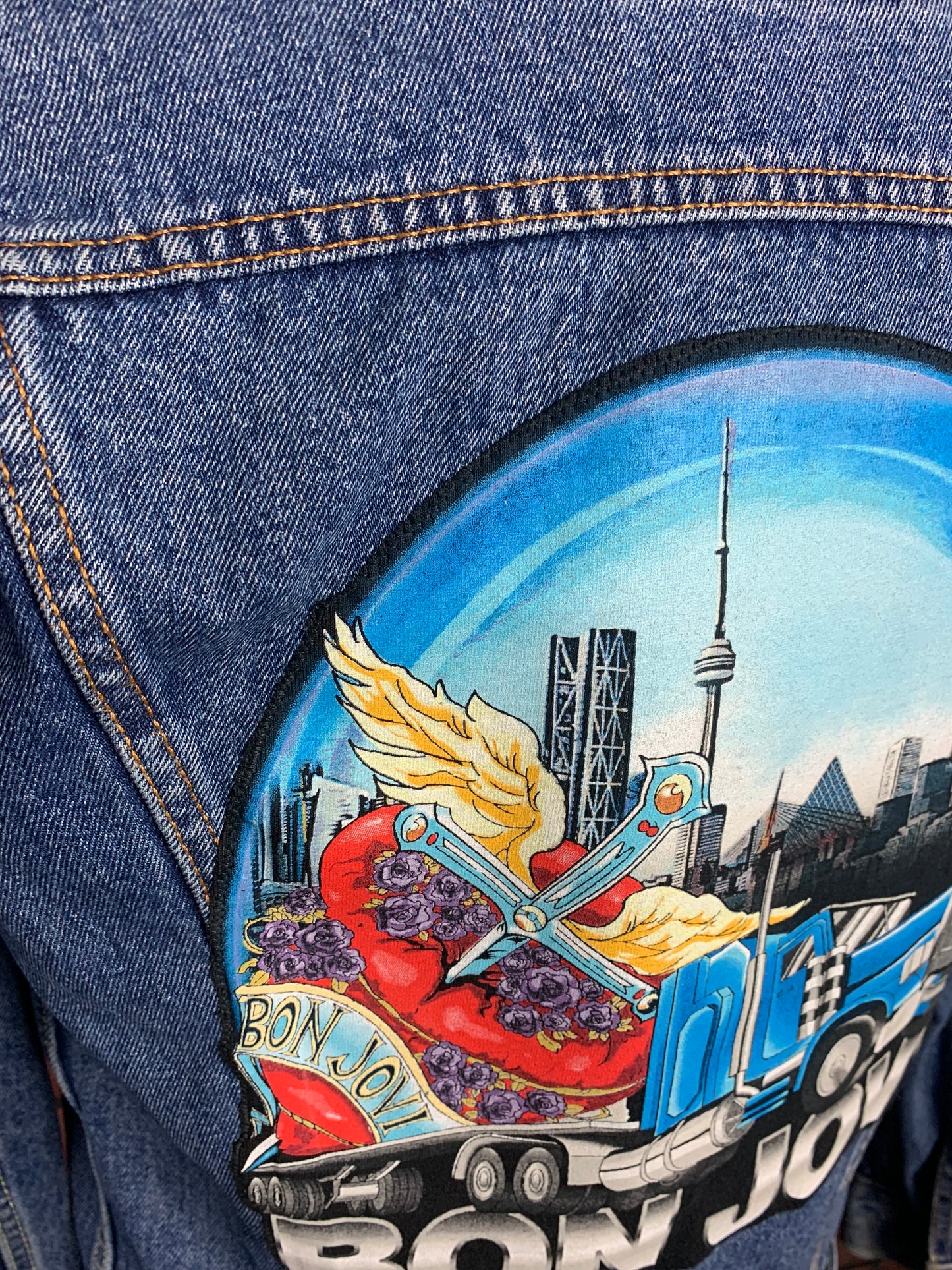 Bon Jovi Denim Jacket Custom Rework Size Small