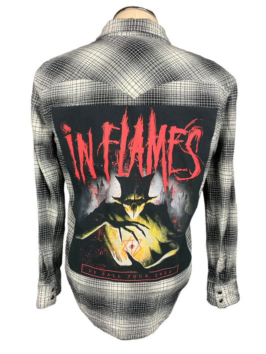 In Flames Flannel Shirt Custom Rework L