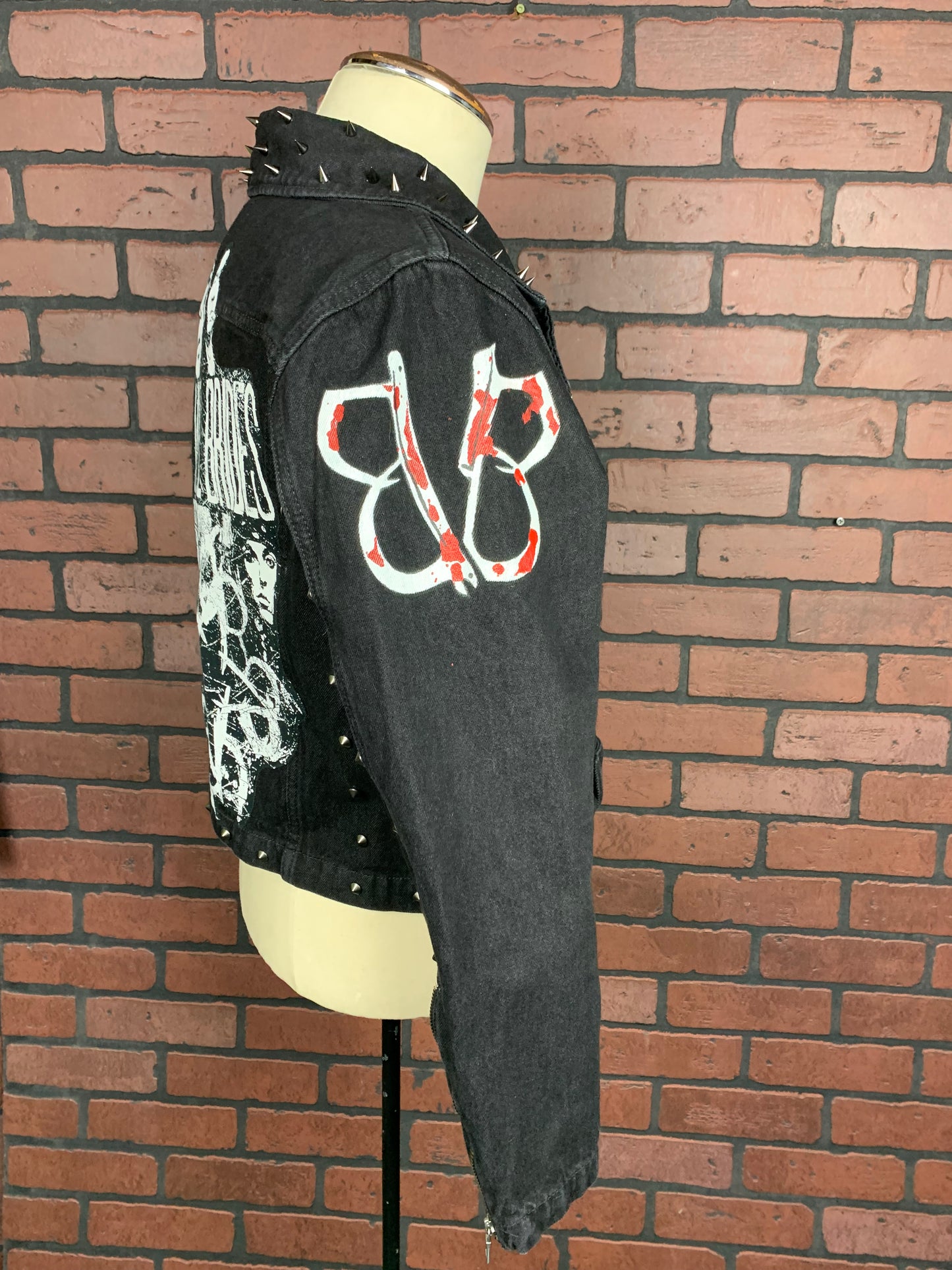 Black Veil Brides Studded Denim Jacket Custom Rework Ladies XL