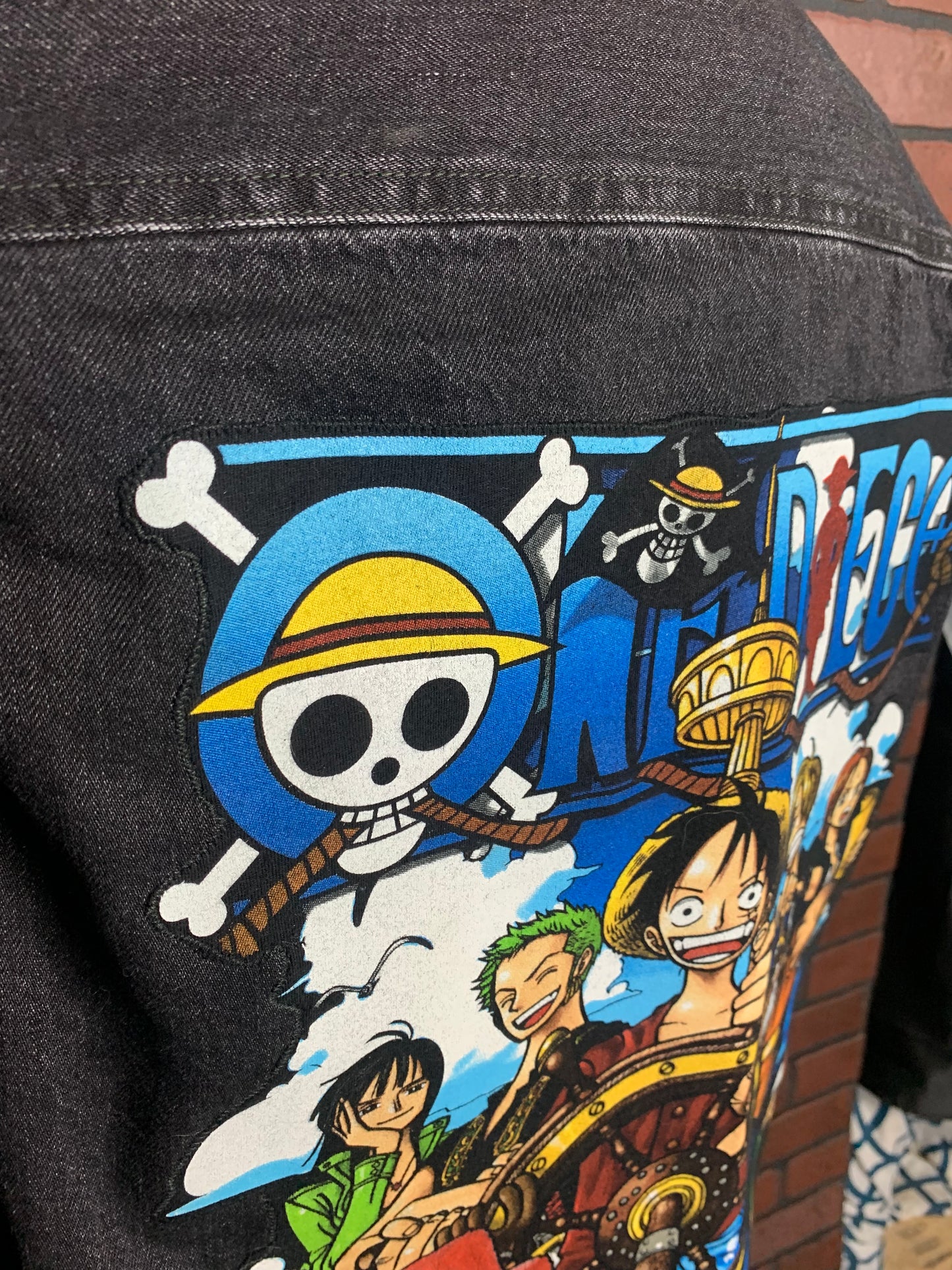 One Piece Denim Jacket Custom Rework Large