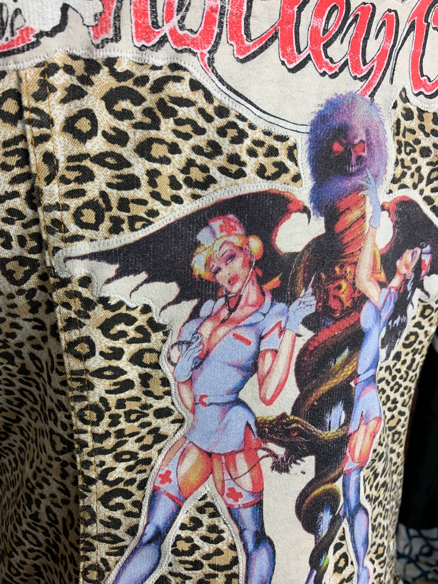 Motley Crue Denim Vest Custom Rework Ladies Medium