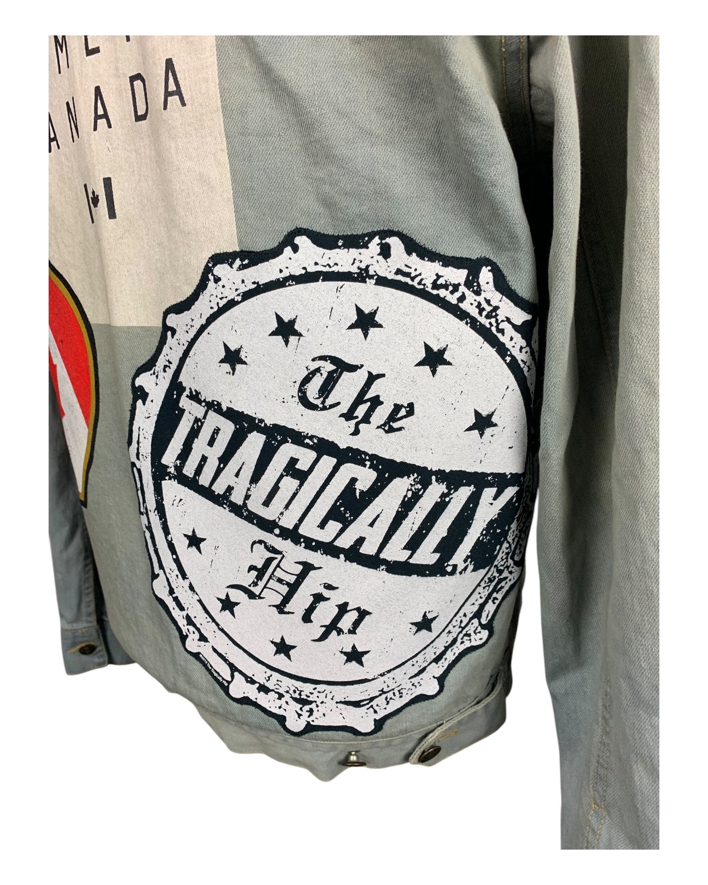 The Tragically Hip Denim Jean Jacket Custom Rework Size Medium