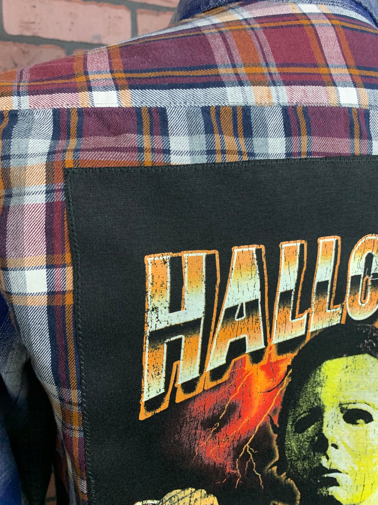 Halloween Flannel Shirt Custom Rework Ladies Large