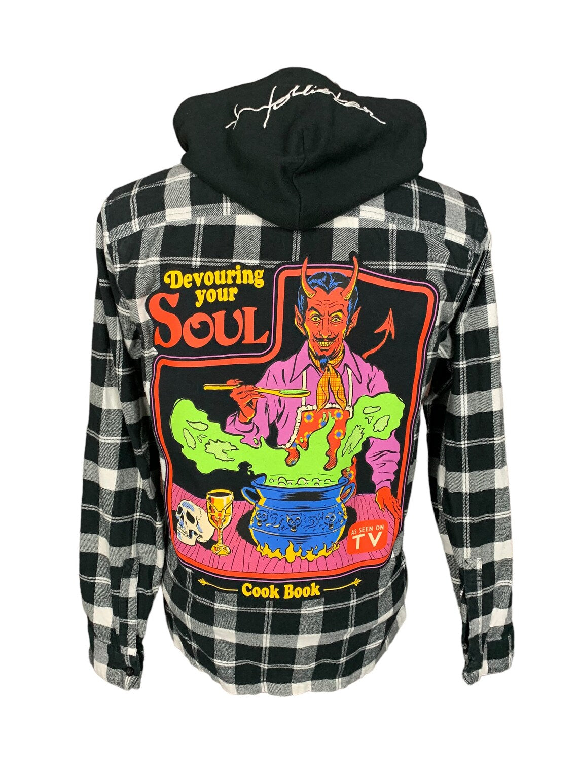 Devouring Your Soul Hooded Flannel Custom Rework L