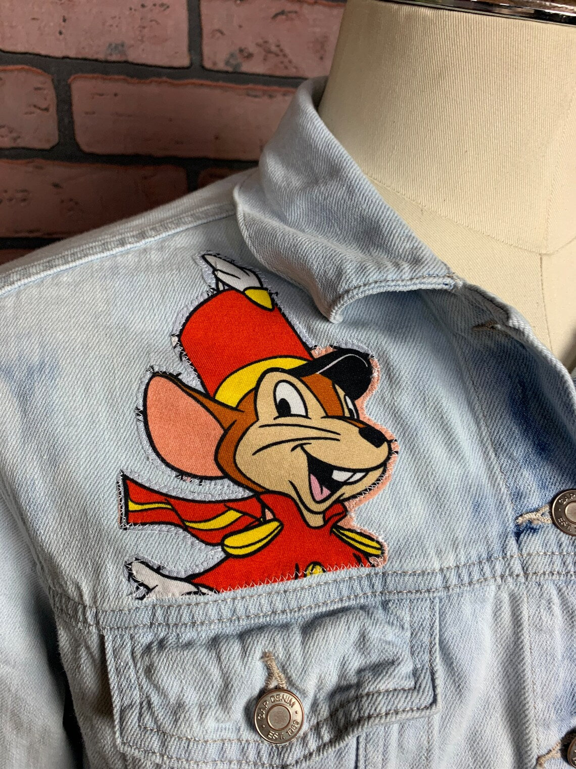 Dumbo Jean Jacket Custom Rework Ladies Large