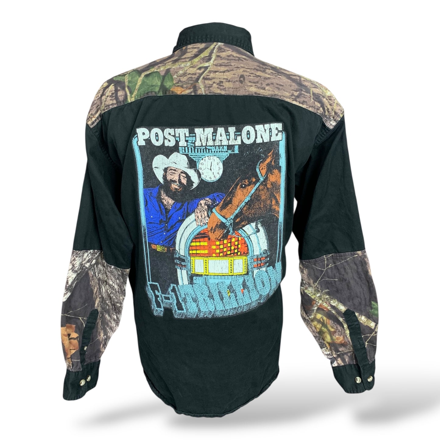 Post Malone Button Down Camo Shirt Custom Rework Size XL