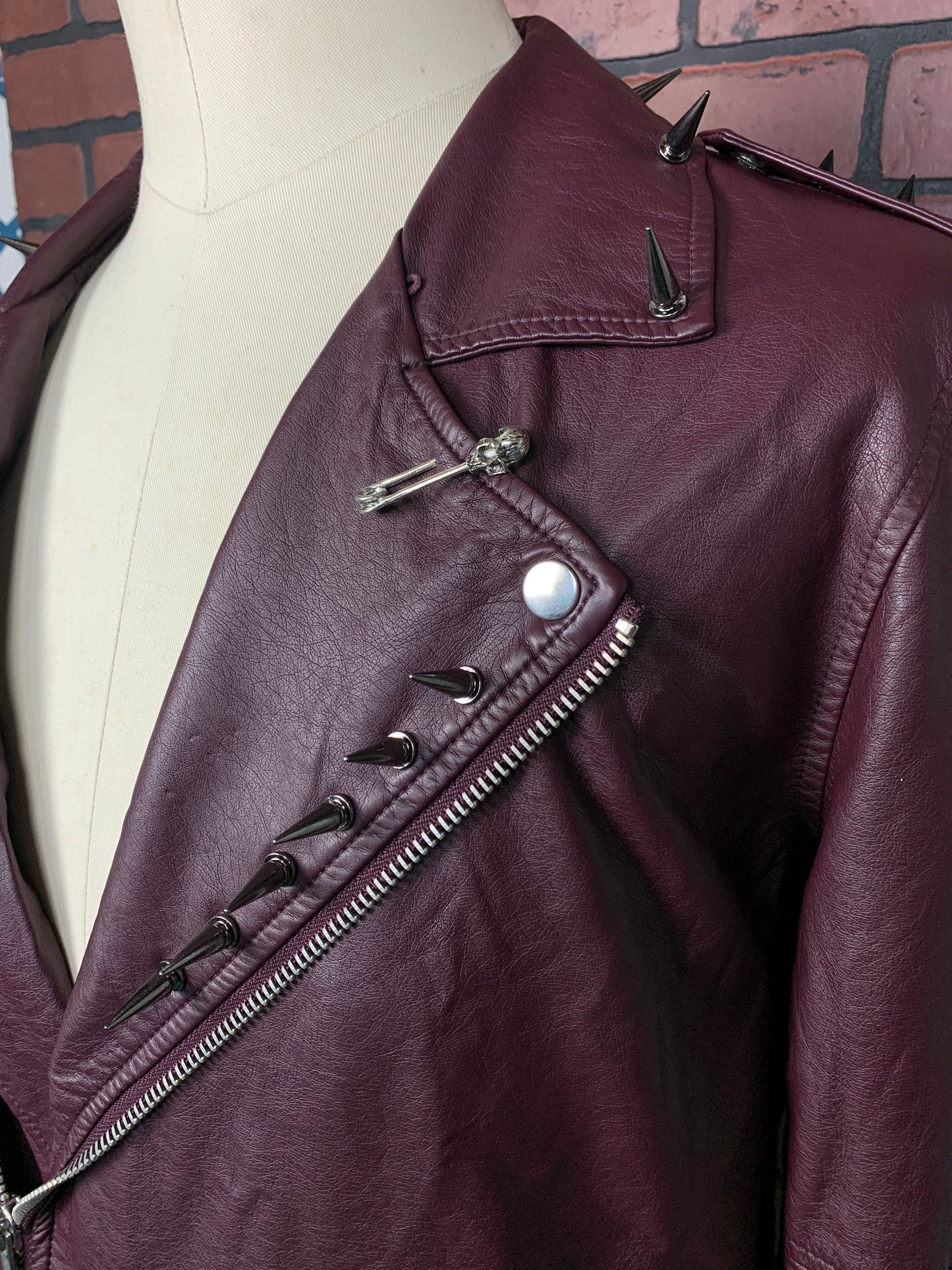 Lorna Shore Faux Leather Jacket Custom Rework L