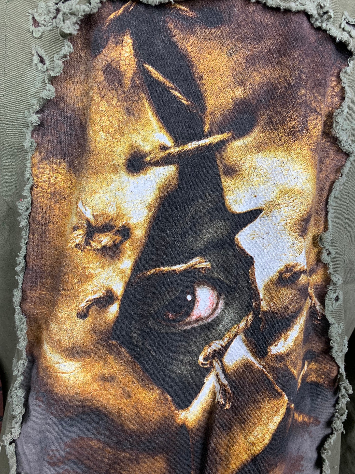 Jeepers Creepers Distressed Hooded Jacket Custom Rework Large