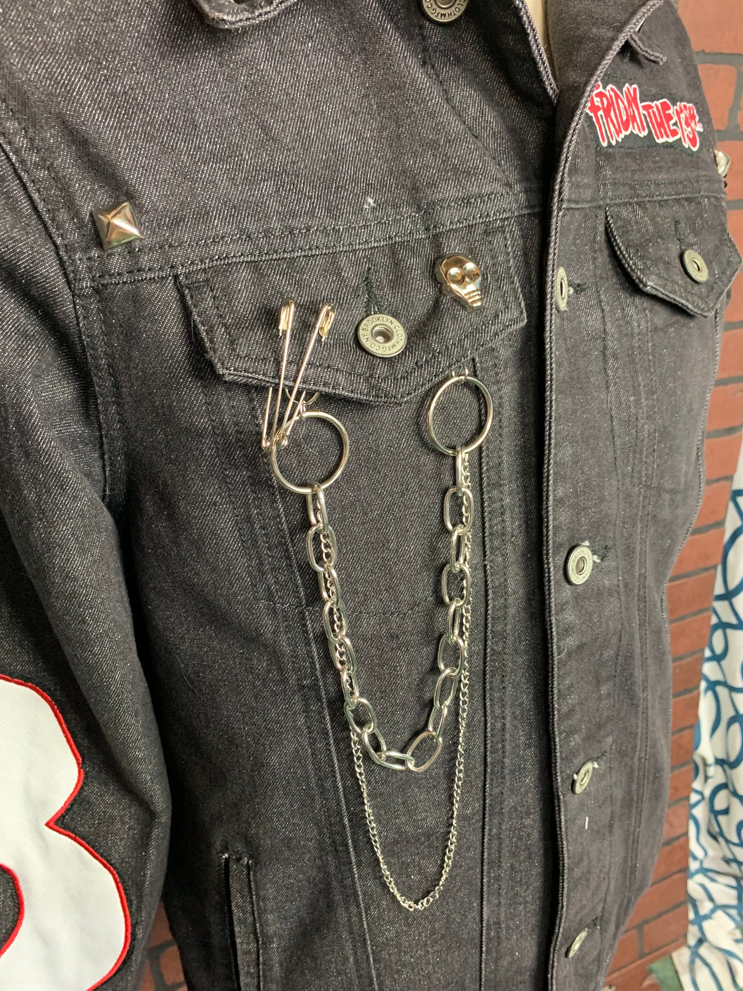 Friday the 13th Denim Jacket Custom Rework Spike Edition S