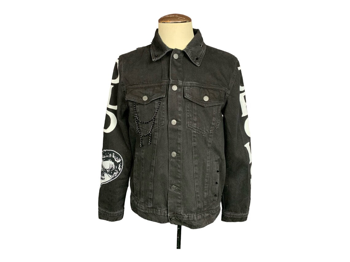 Alexisonfire Denim Jacket Custom Rework Spikes Studs and Paint L
