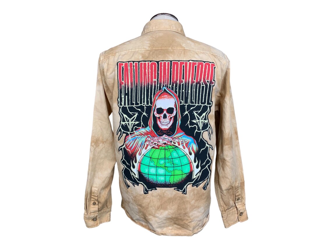 Falling In Reverse Denim Shacket Custom Rework Large