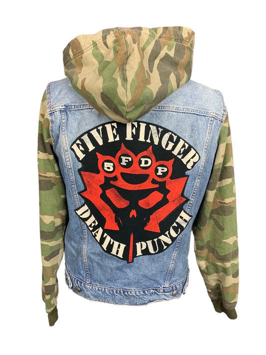 Five Finger Death Punch Camo Jean Jacket Custom Rework L