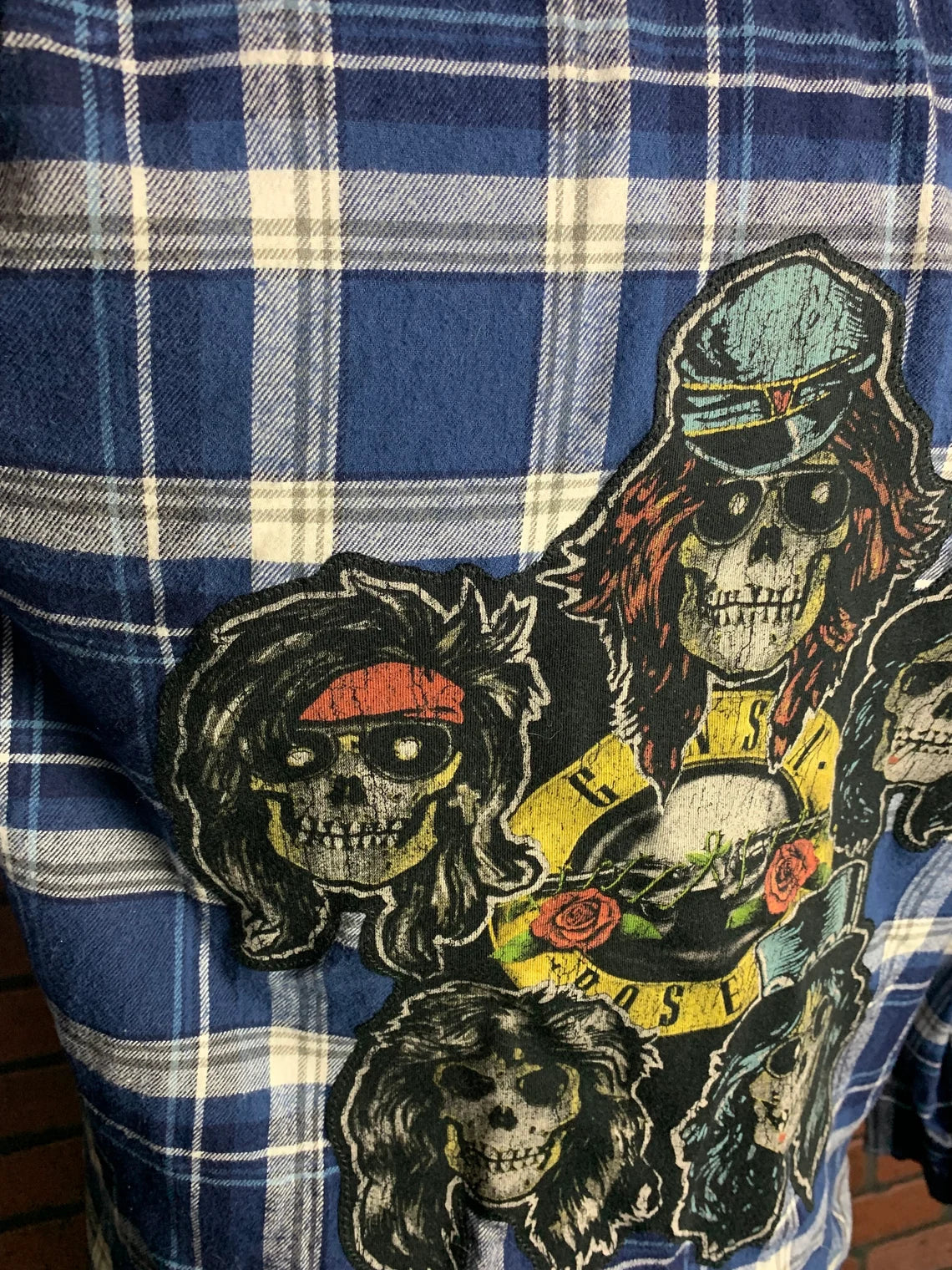 Guns N Roses Flannel Shirt Custom Rework Small