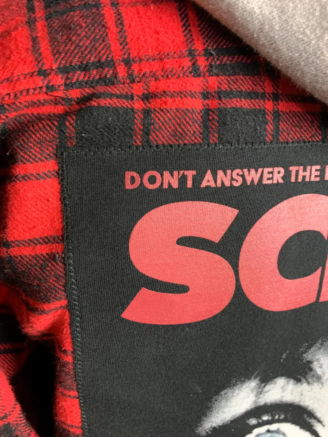 Scream Hooded Flannel Shirt Custom Rework Medium