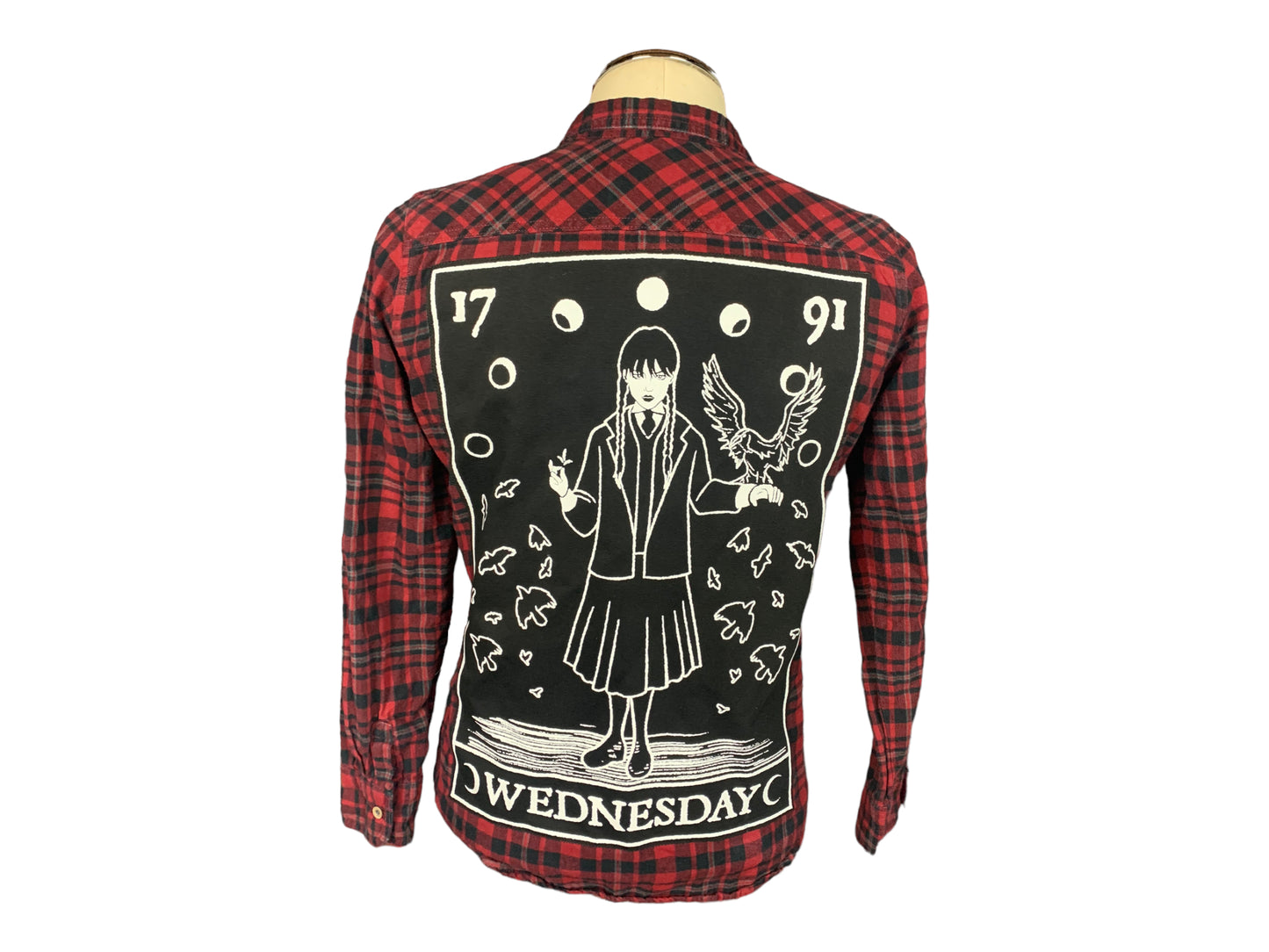Wednesday Addams Tarot Flannel Shirt Custom Rework Ladies L
