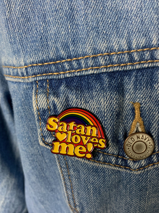 Satan Loves Me 1 Inch Enamel Pin