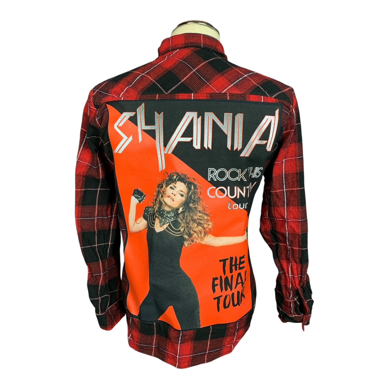 Shania Twain Plaid Snap Button Shirt Custom Rework Ladies XL